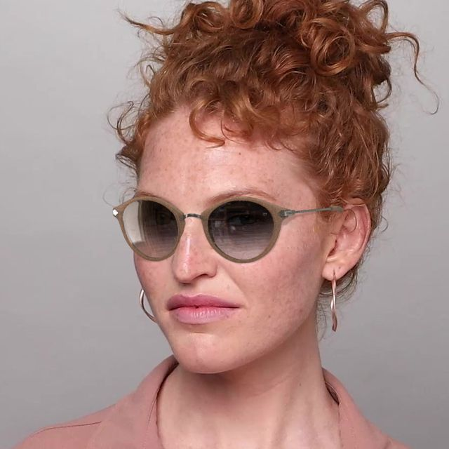 On_Model_Female02 Karun SW FS0081 (Champagne) Sunglasses Brown / Transparent, Pink