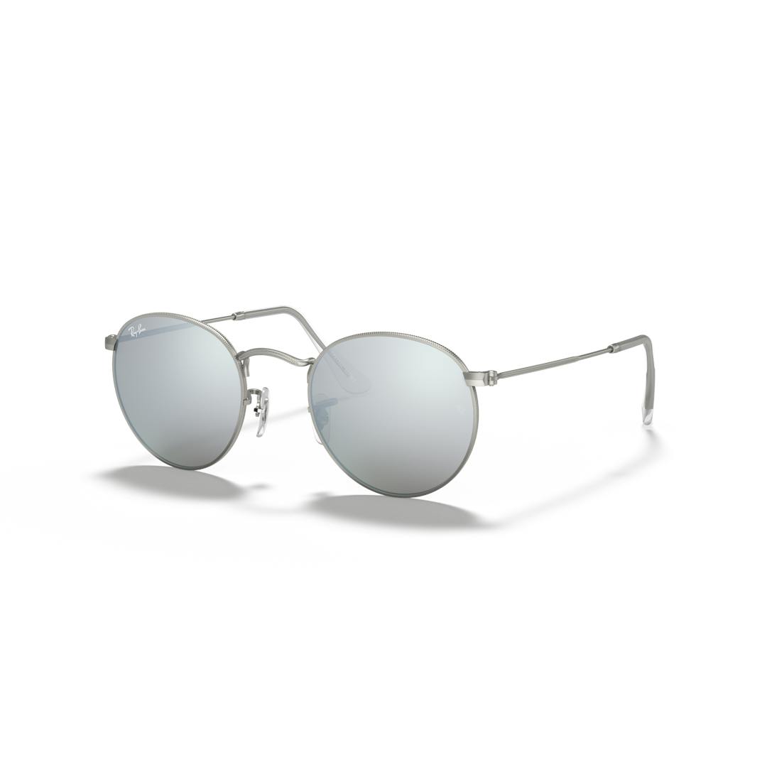 Ray-Ban Round RB3447 Lunettes de Soleil Homme - Panthos Argent - Possibilité de verres correcteurs -