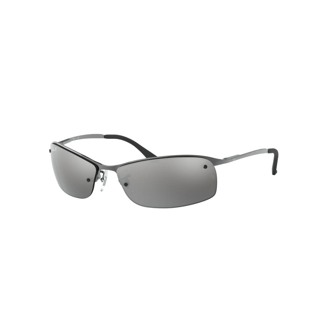 Ray-Ban RB3183 Lunettes de Soleil Homme - Rectangle Argent Gris - Verres Polarisés
