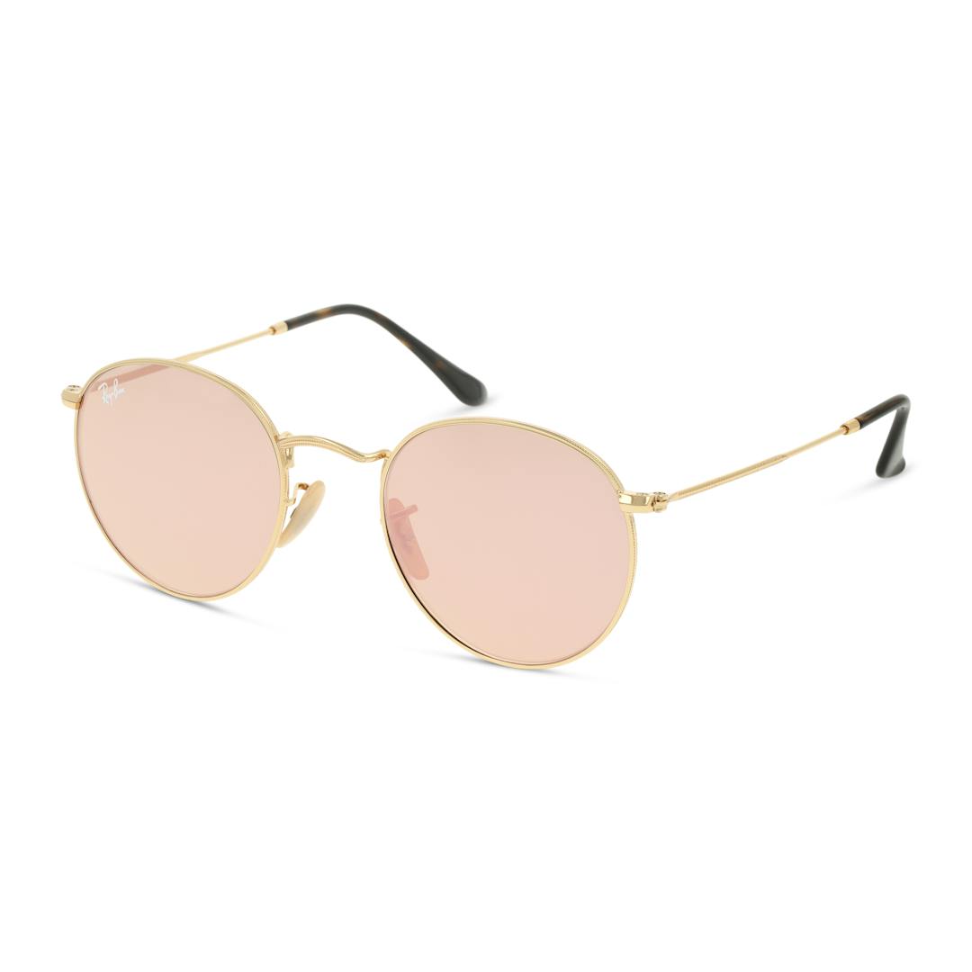 Ray-Ban Round RB3447N Lunettes de Soleil Homme - Panthos Doré - Possibilité de verres correcteurs -