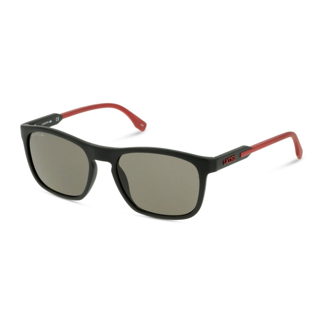 Lacoste L604SND Lunettes de Soleil Homme - Rectangle Noir Rouge - Possibilité de verres correcteurs