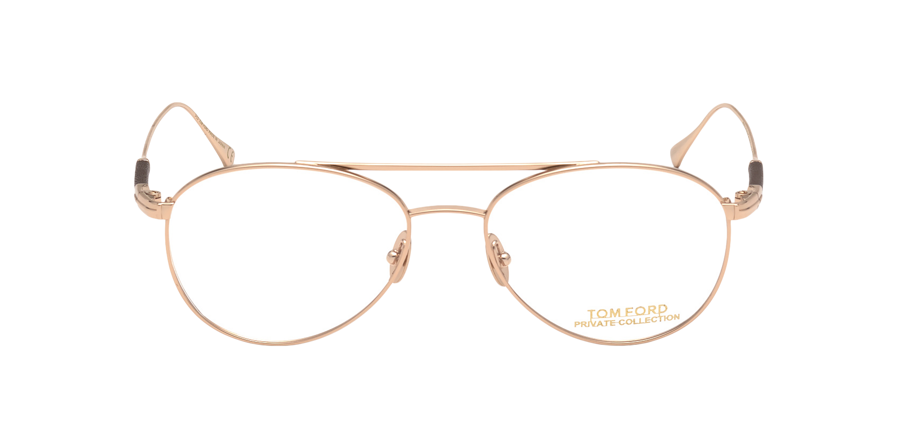 Front Tom Ford FT5716-P Glasses Transparent / Pink, Gold