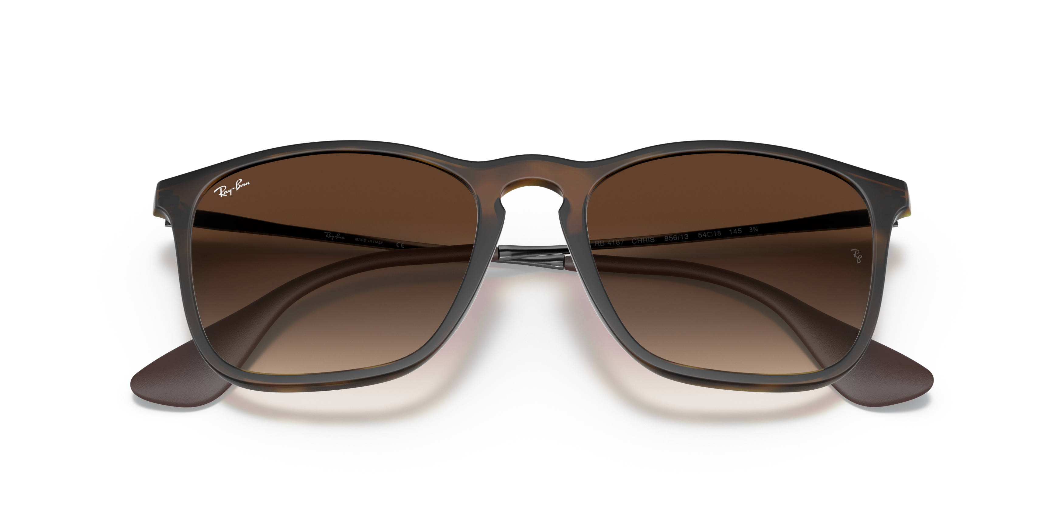 Folded Ray-Ban Chris RB 4187 (856/13) sunglasses Brown / Tortoise Shell