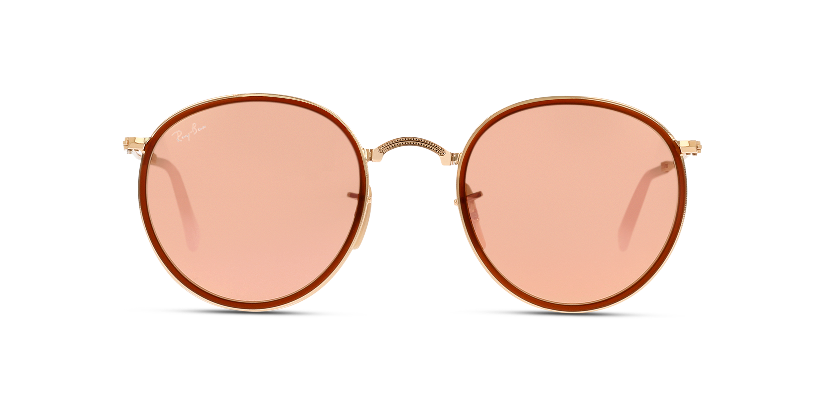 Front Ray-Ban Round Folding RB3517 001/Z2 Bruin / Goud