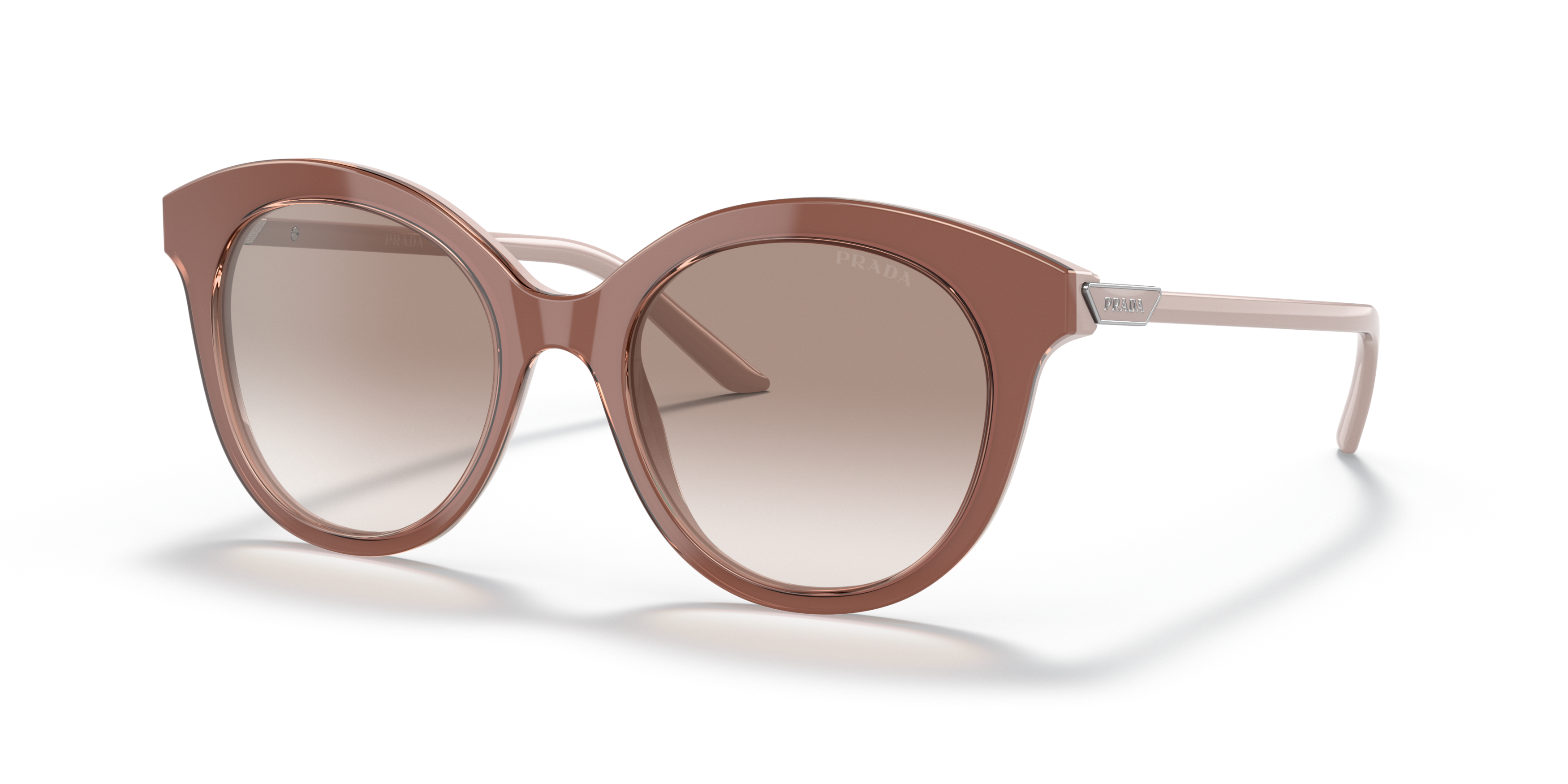 Angle_Left01 Prada PR 02YS (02YS) Sunglasses Brown / Transparent