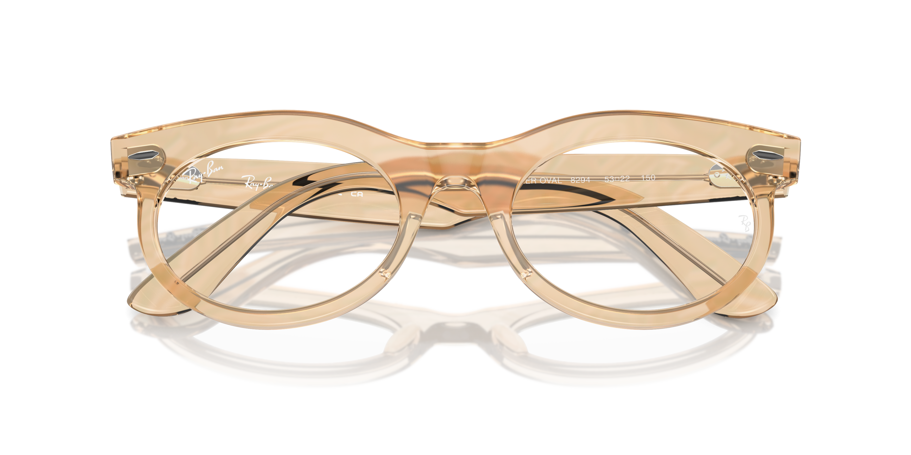 Folded Ray-Ban Wayfarer Oval Change RX 2242V Glasses Transparent / Photochromic, Brown