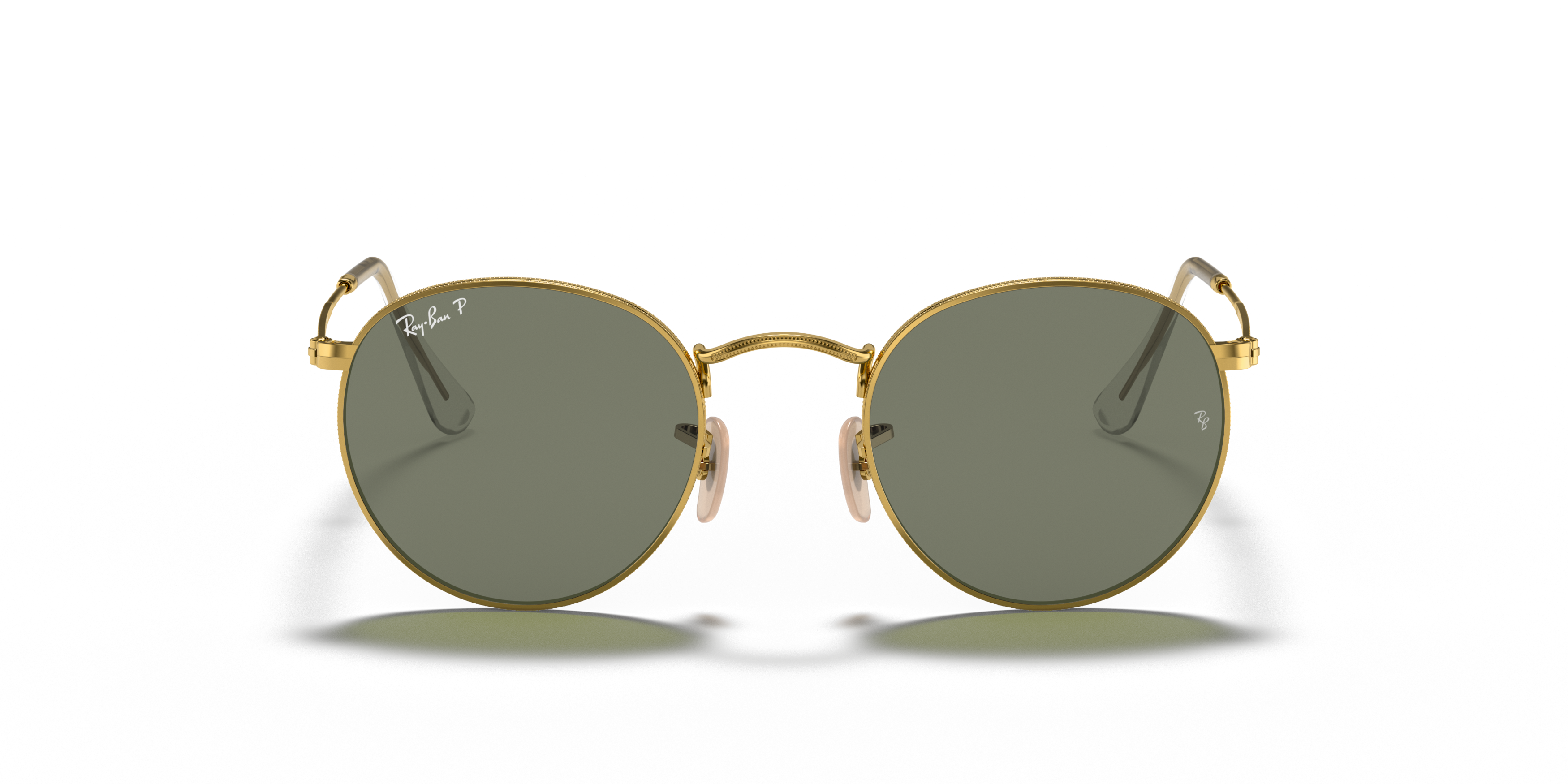 Front Ray-Ban Round Metal RB3447 001 Groen / Goud