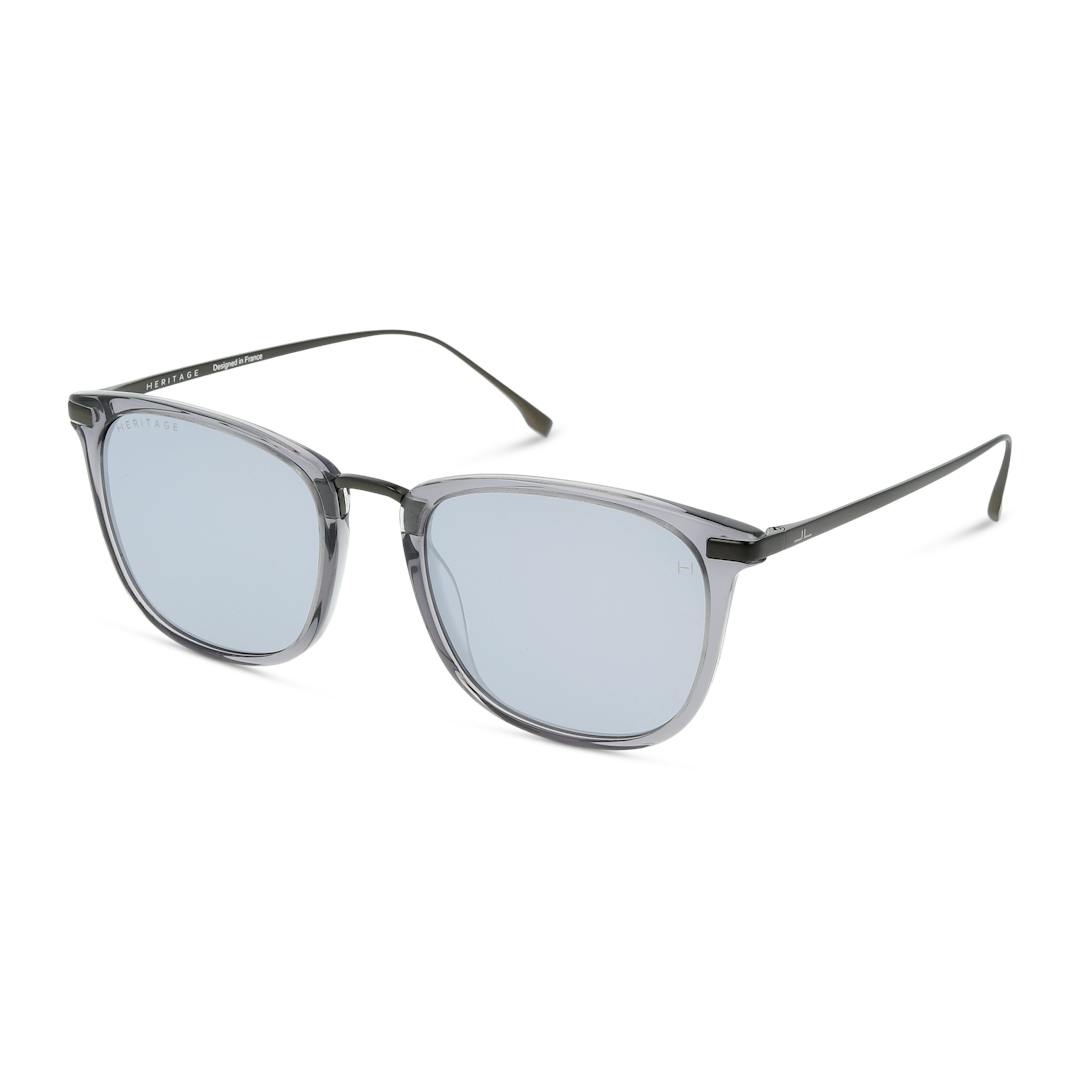 Heritage HESM0009 Lunettes de Soleil Homme - Carrée Gris - Possibilité de verres correcteurs - Adapt