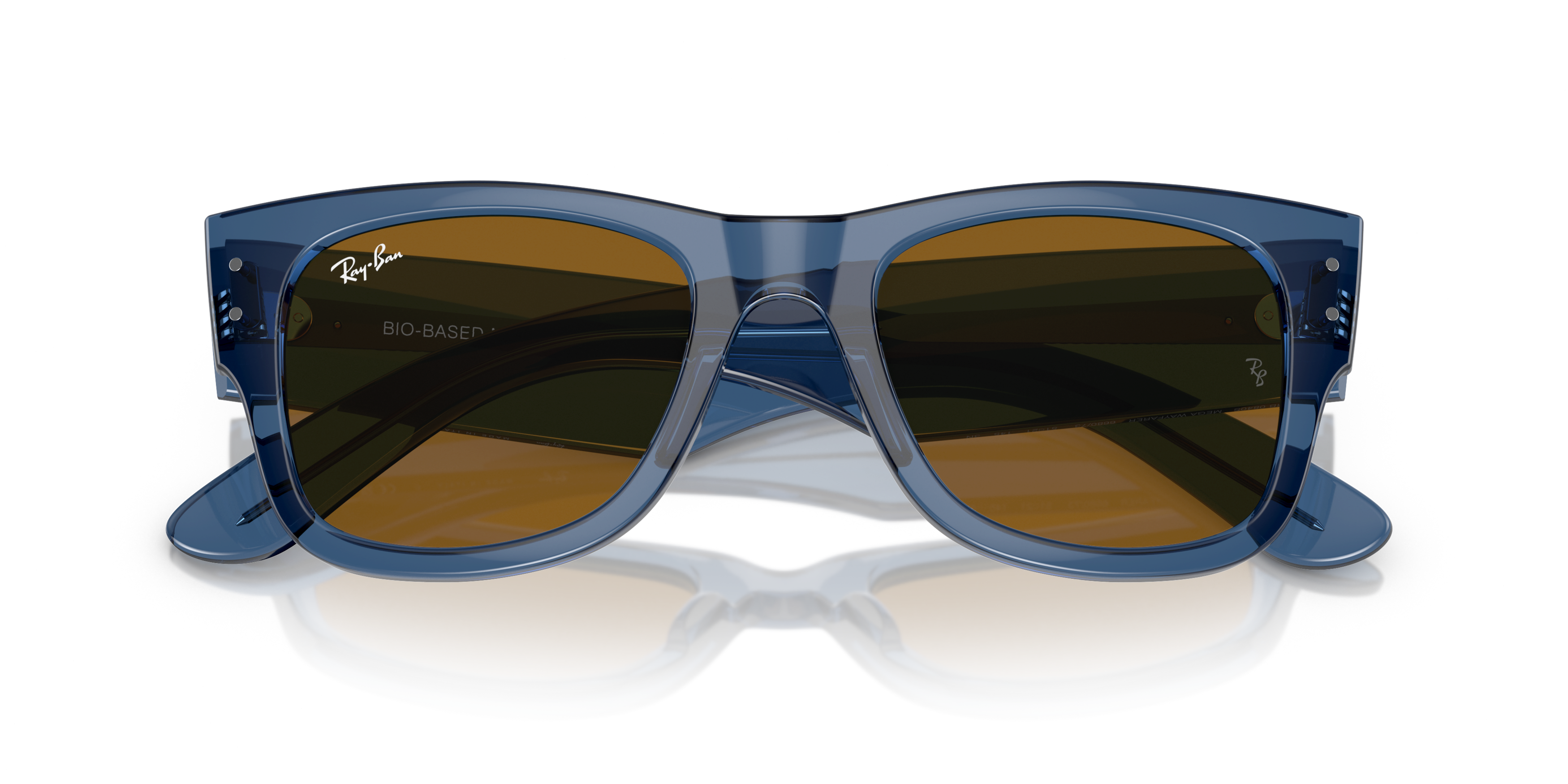 Folded Ray-Ban Mega Wayfarer Bio-Based RB 0840S Sunglasses Brown / Blue