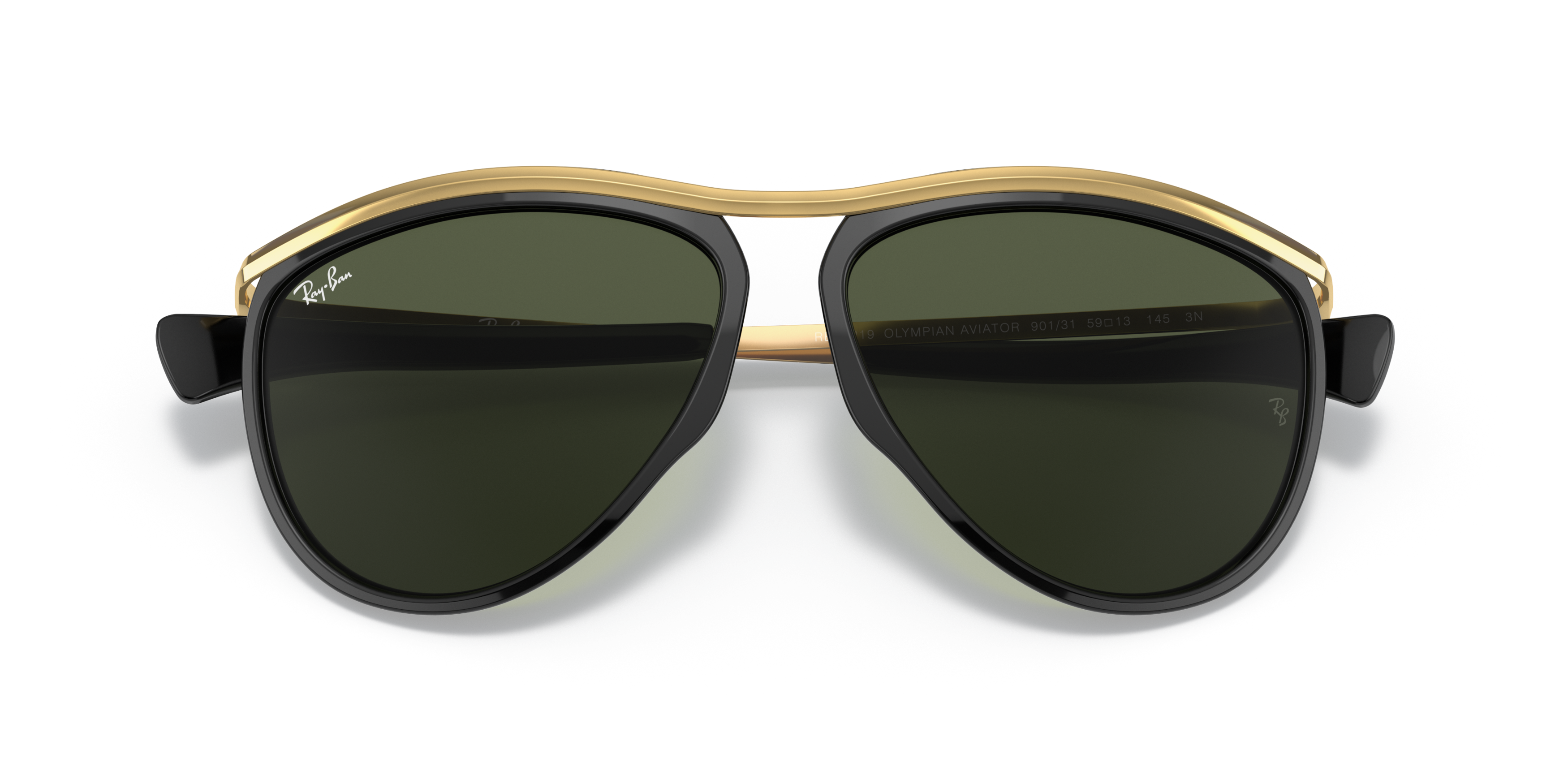 Folded Ray-Ban Olympian Aviator RB 2219 Sunglasses Green / Black