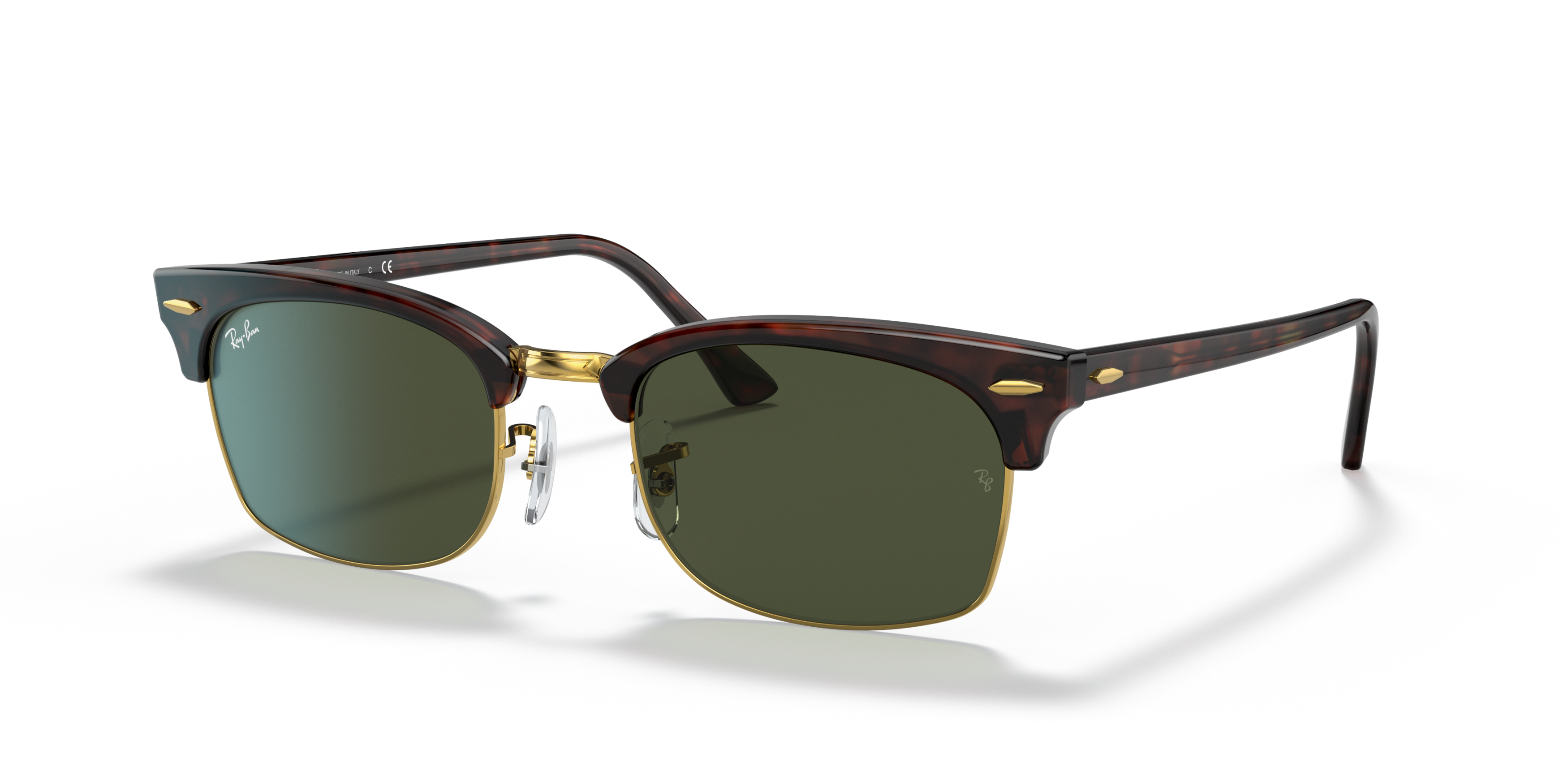 Angle_Left01 Ray-Ban Clubmaster Square RB3916 130431 Groen / Havana