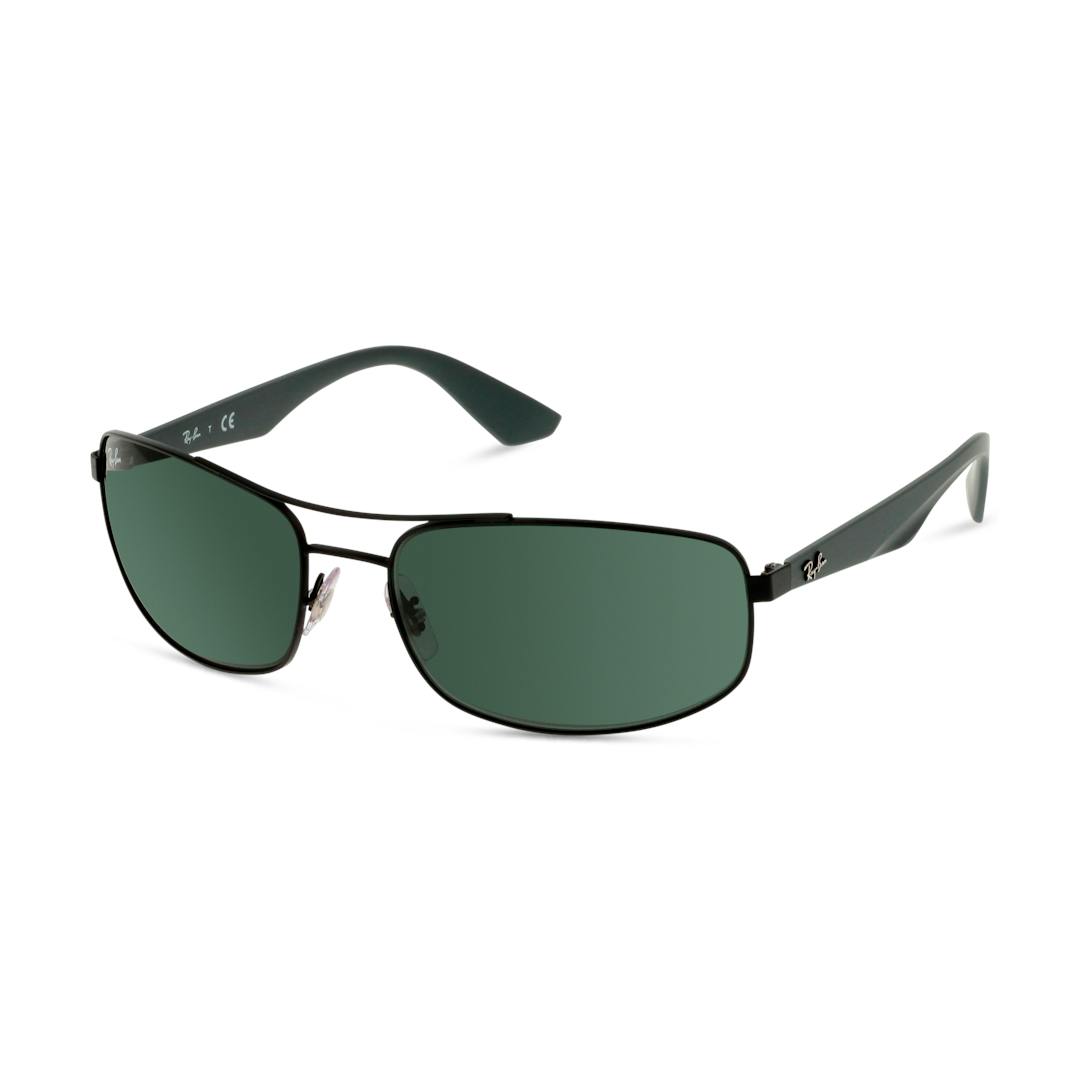 Ray-Ban RB3527 Lunettes de Soleil Homme - Rectangle Noir Vert - Possibilité de verres correcteurs -