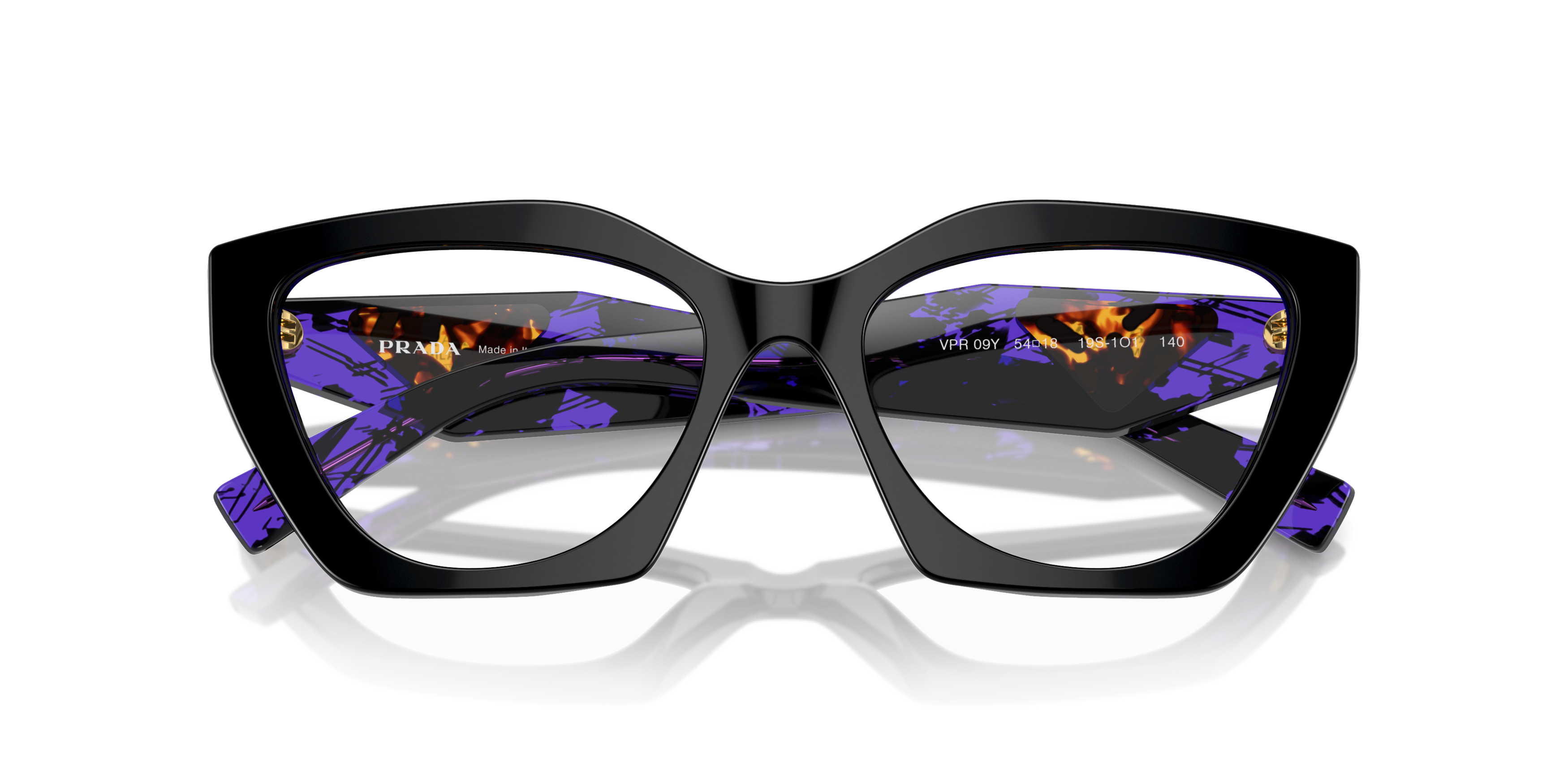 Folded Prada PR 09YV Glasses Transparent / Black