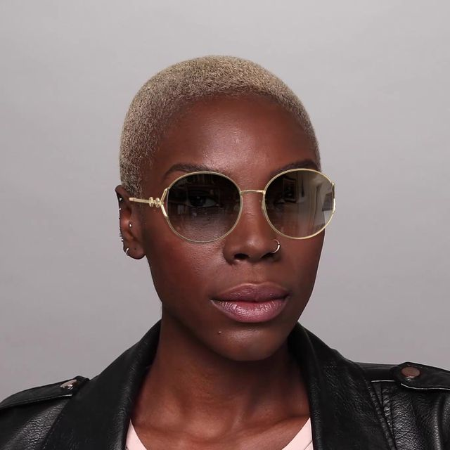 On_Model_Female01 Gucci GG 1017SK Sunglasses Brown / Gold