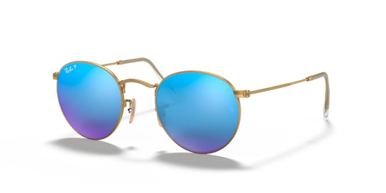 Ray-Ban Round Flash Lenses RB 3447 Sunglasses Blue / Gold