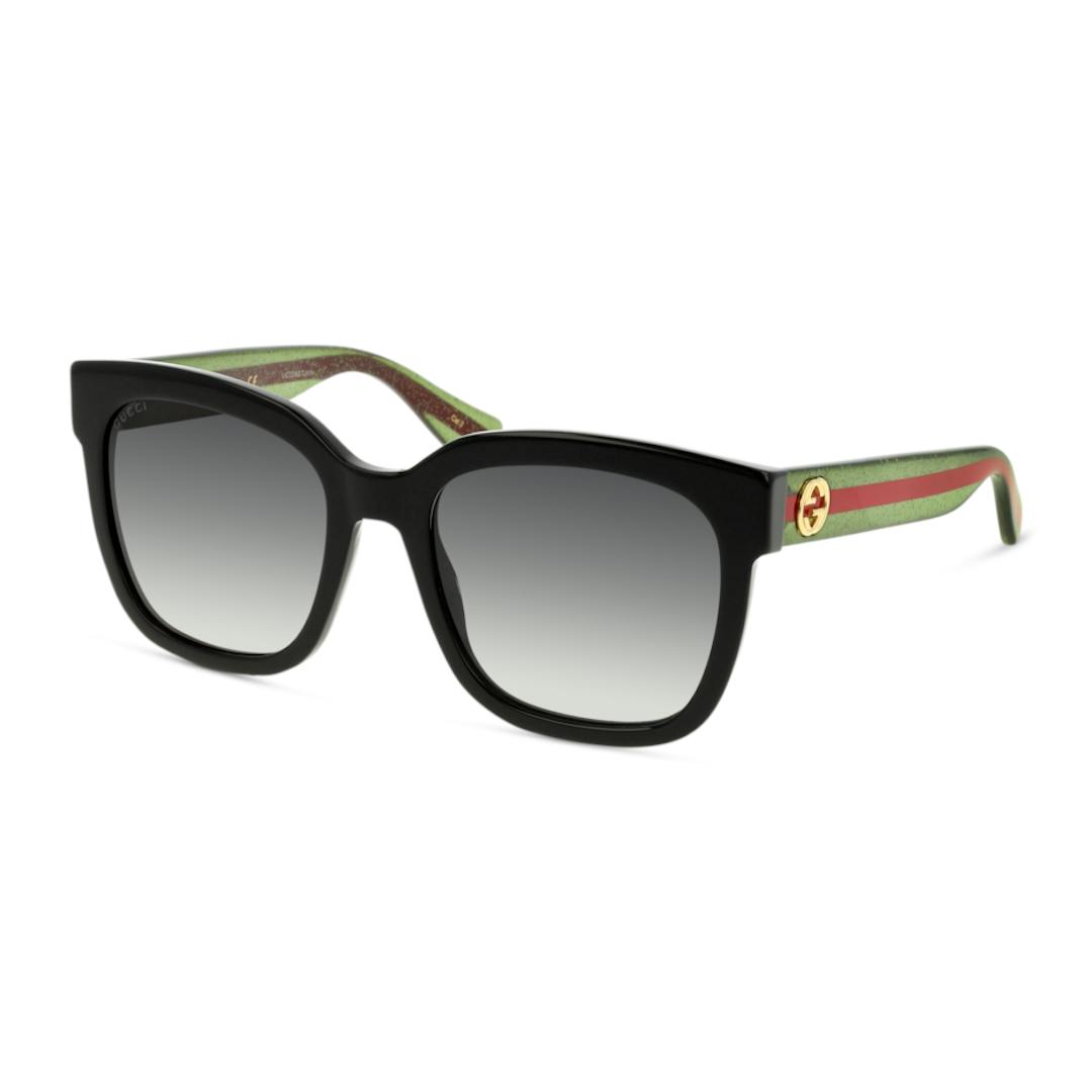 Gucci GG0034S Lunettes de Soleil Femme - Noir Vert - Possibilité de verres correcteurs - Adaptable à