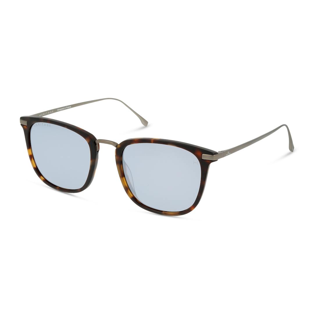 Heritage HESM0009 Lunettes de Soleil Homme - Carrée Ecaille Gris - Possibilité de verres correcteurs