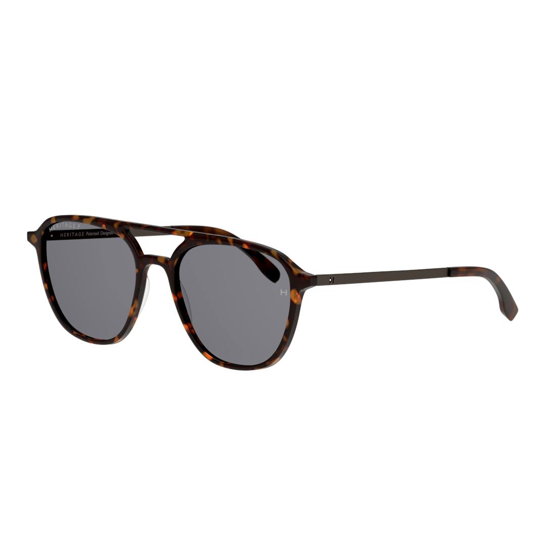Heritage HESM0019P Lunettes de Soleil Homme - Pilote Marron Gris - Verres Polarisés - Possibilité de