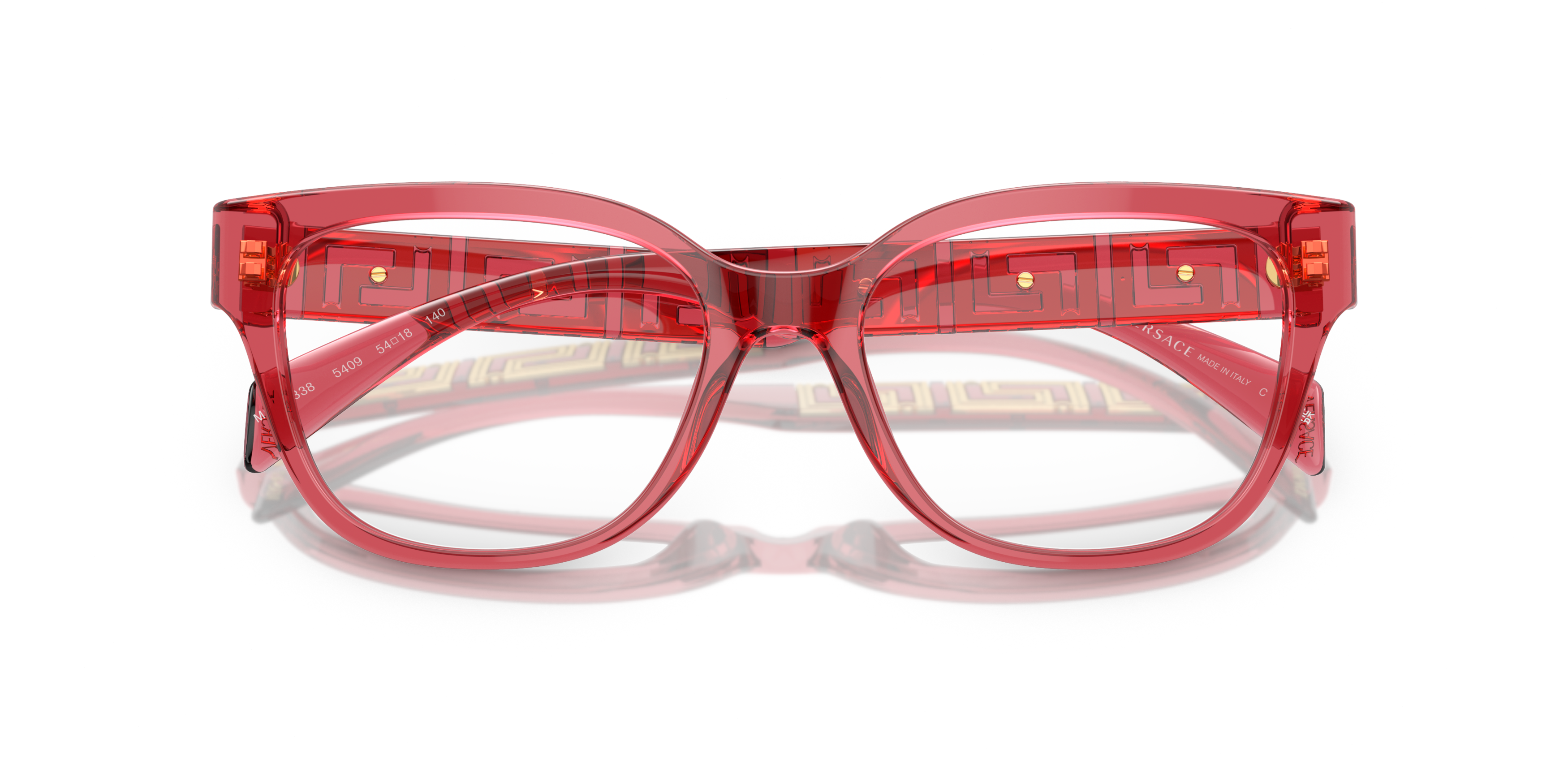 Folded Versace VE3338 5409 Transparente e vermelho