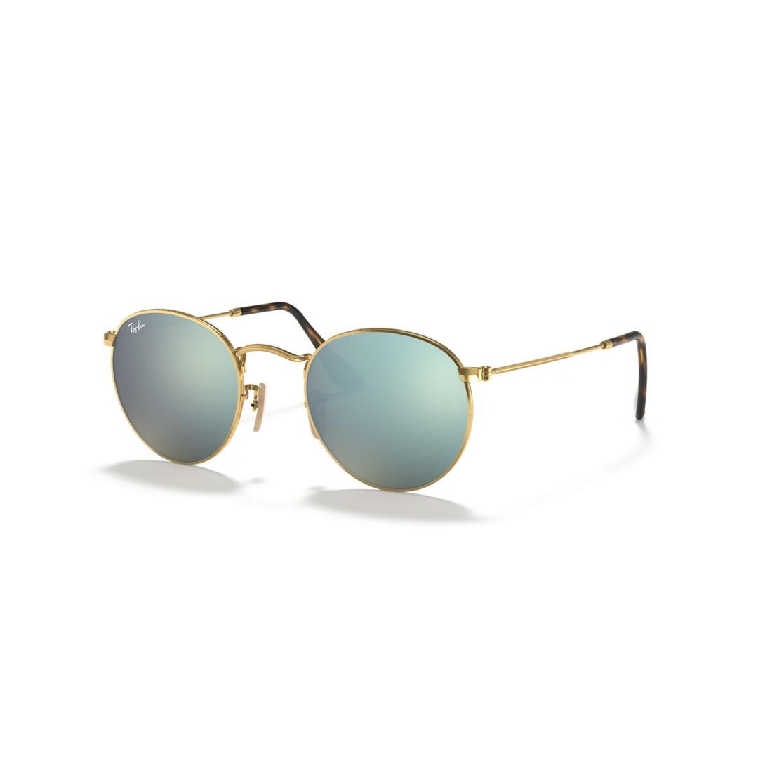 Ray-Ban Round RB3447N Lunettes de Soleil Homme - Panthos Doré - Possibilité de verres correcteurs -