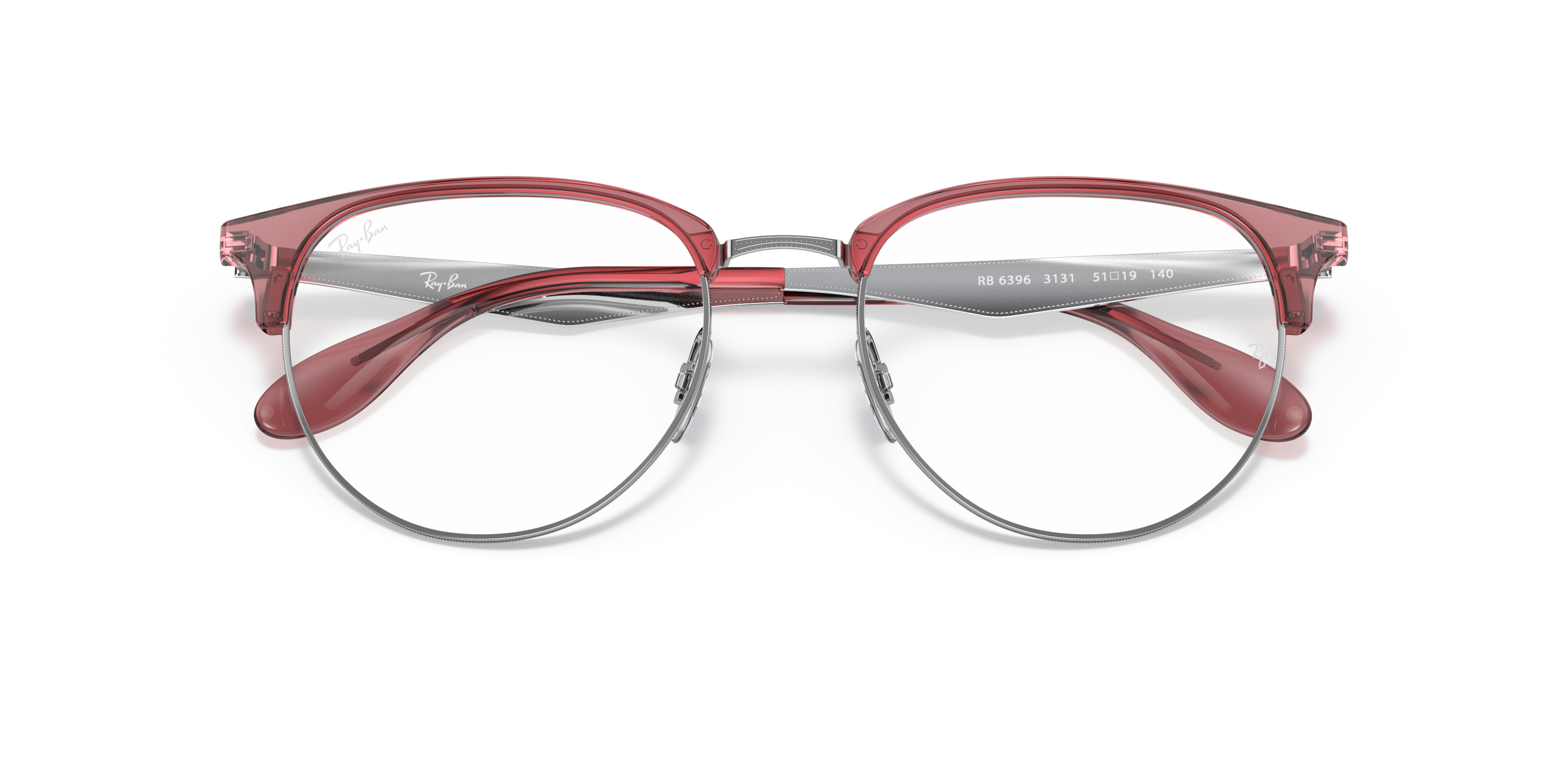 Folded Ray-Ban RX 6396 Glasses Transparent / Transparent, Red