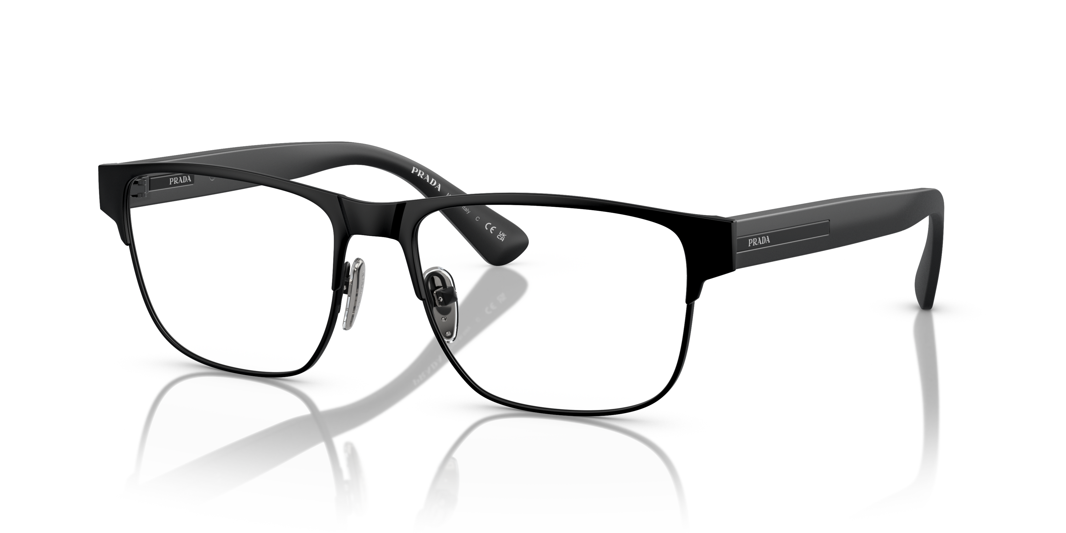 Angle_Left01 Prada PR 57ZV (1BO1O1) Glasses Transparent / Black