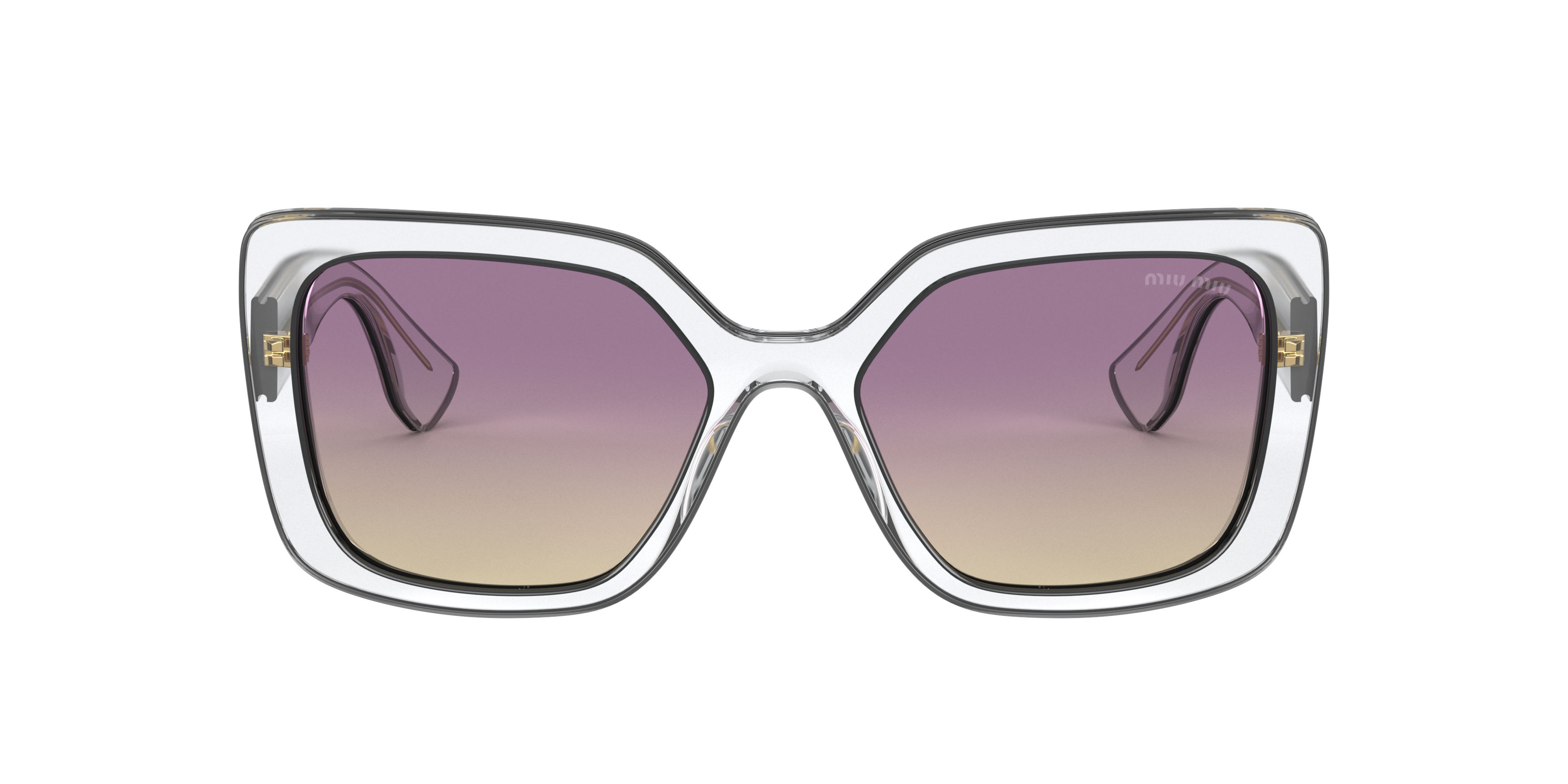 Front Miu Miu MU 09VS Sunglasses Violet / Transparent, Clear