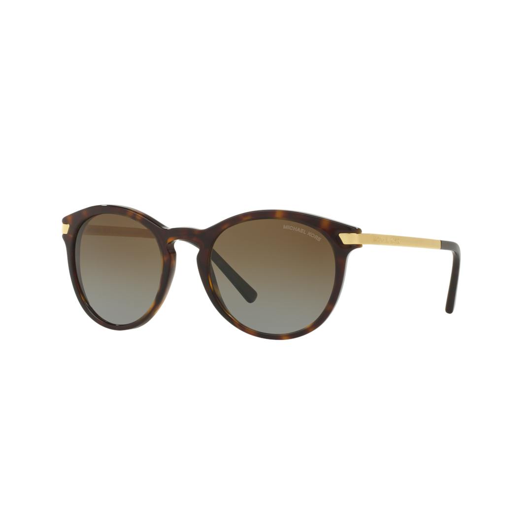 Michael Kors MK2023 Lunettes de Soleil Femme - Ronde Ecaille Doré - Verres Polarisés - Possibilité d