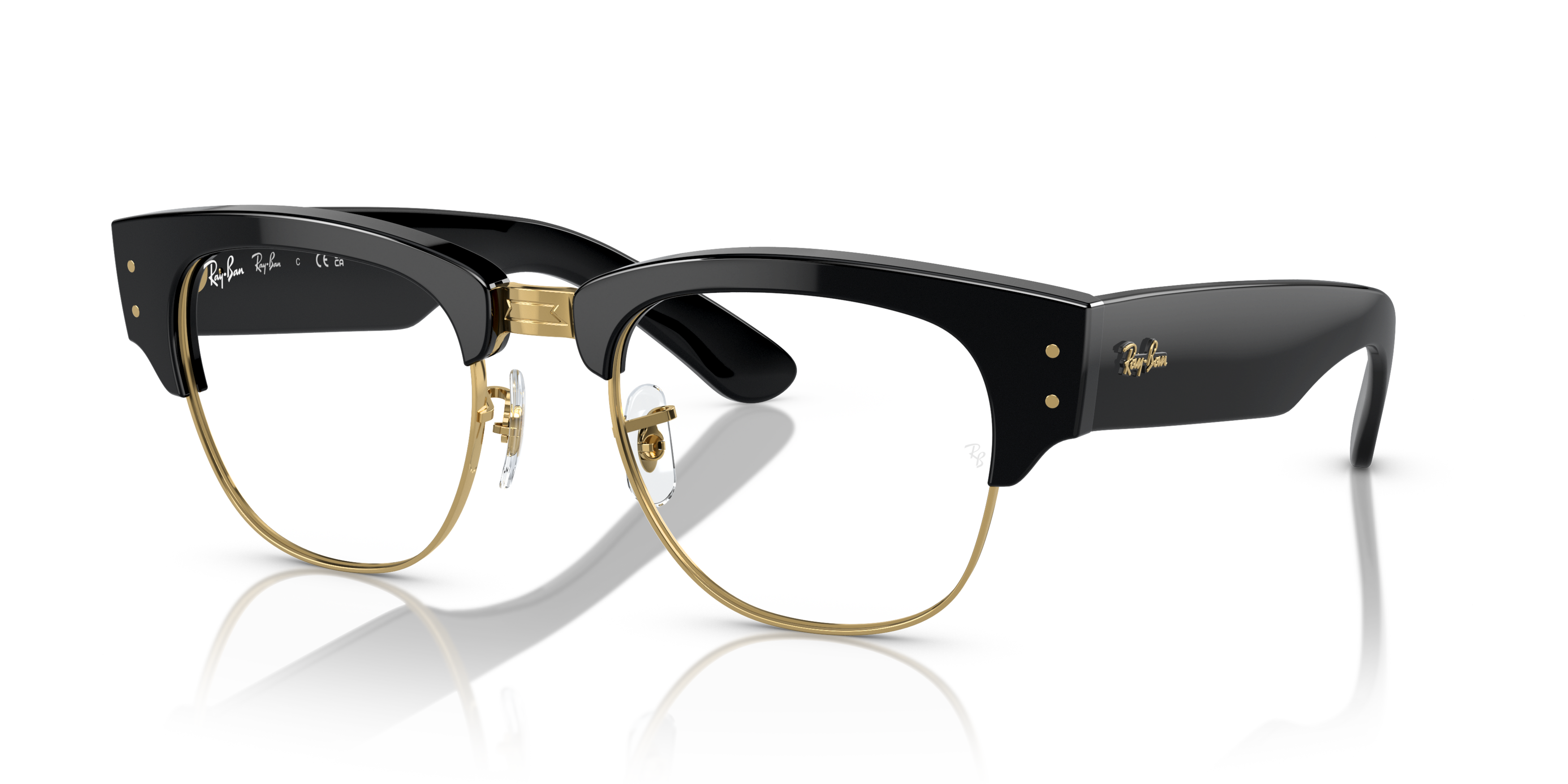 Angle_Left01 Ray-Ban Mega Clubmaster RX 0316V Glasses Transparent / Black, Gold