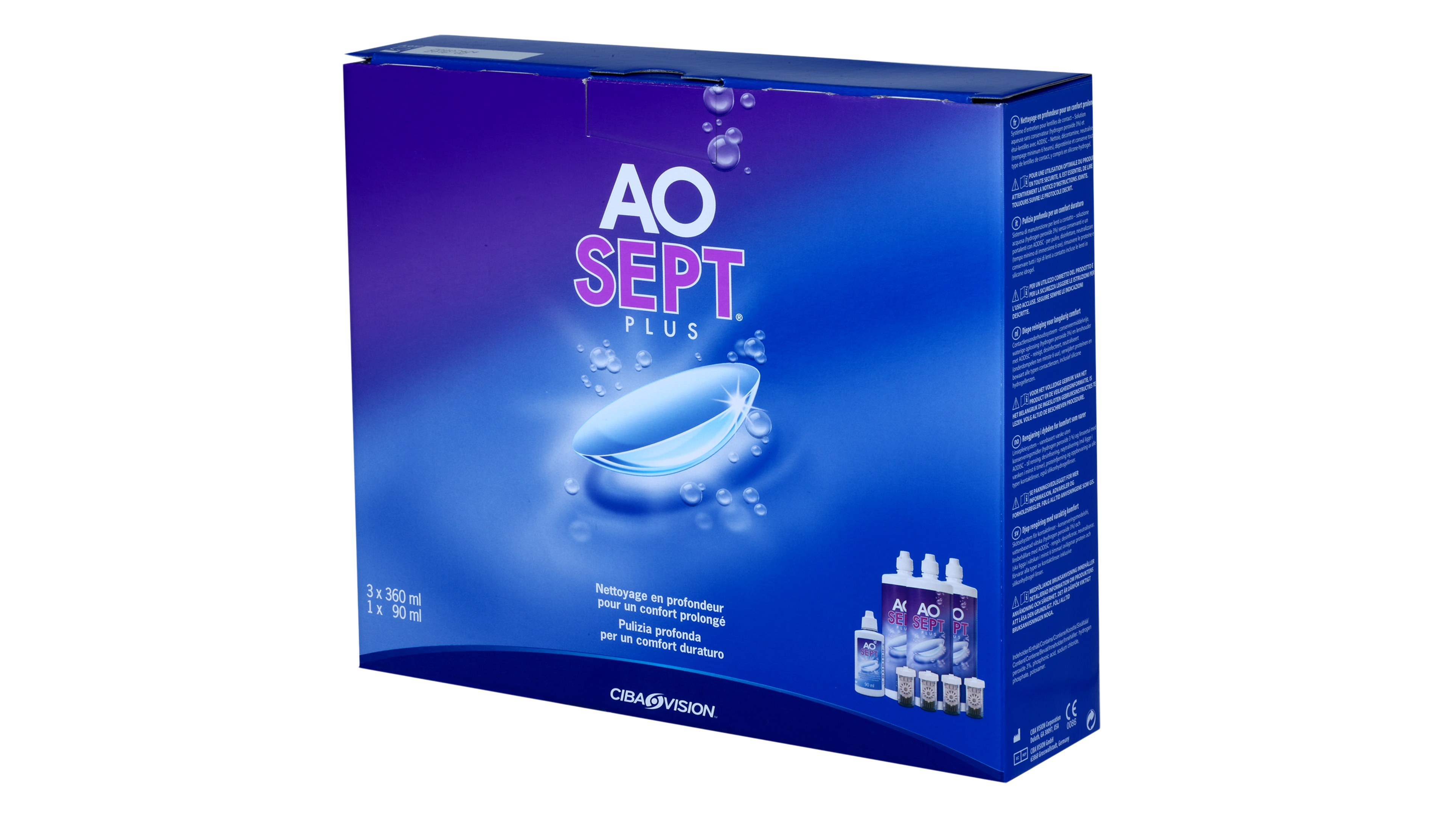 Front AOSEPT Aosept Plus - Pack 3X360 Ml Solution FLACON TRI-PACK (…..)
