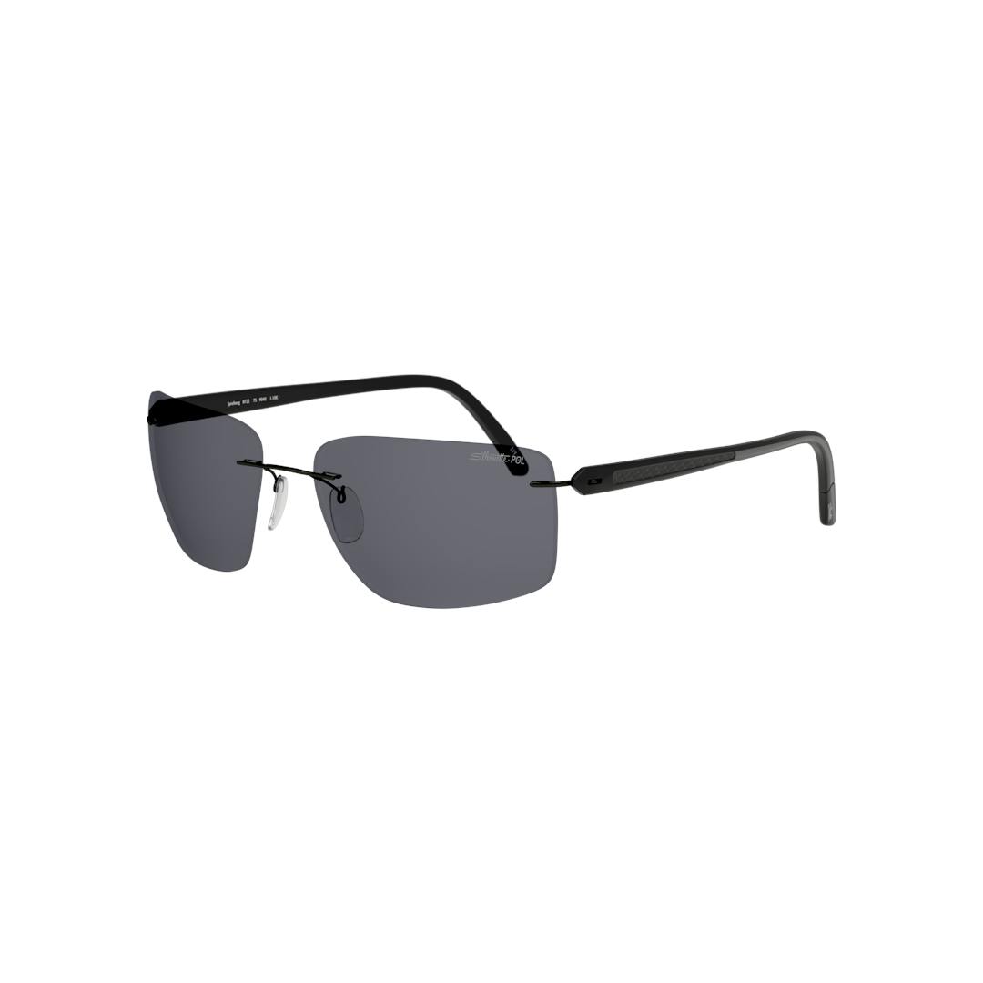 Silhouette 8722 Lunettes de Soleil Homme - Rectangle Noir - Verres Polarisés