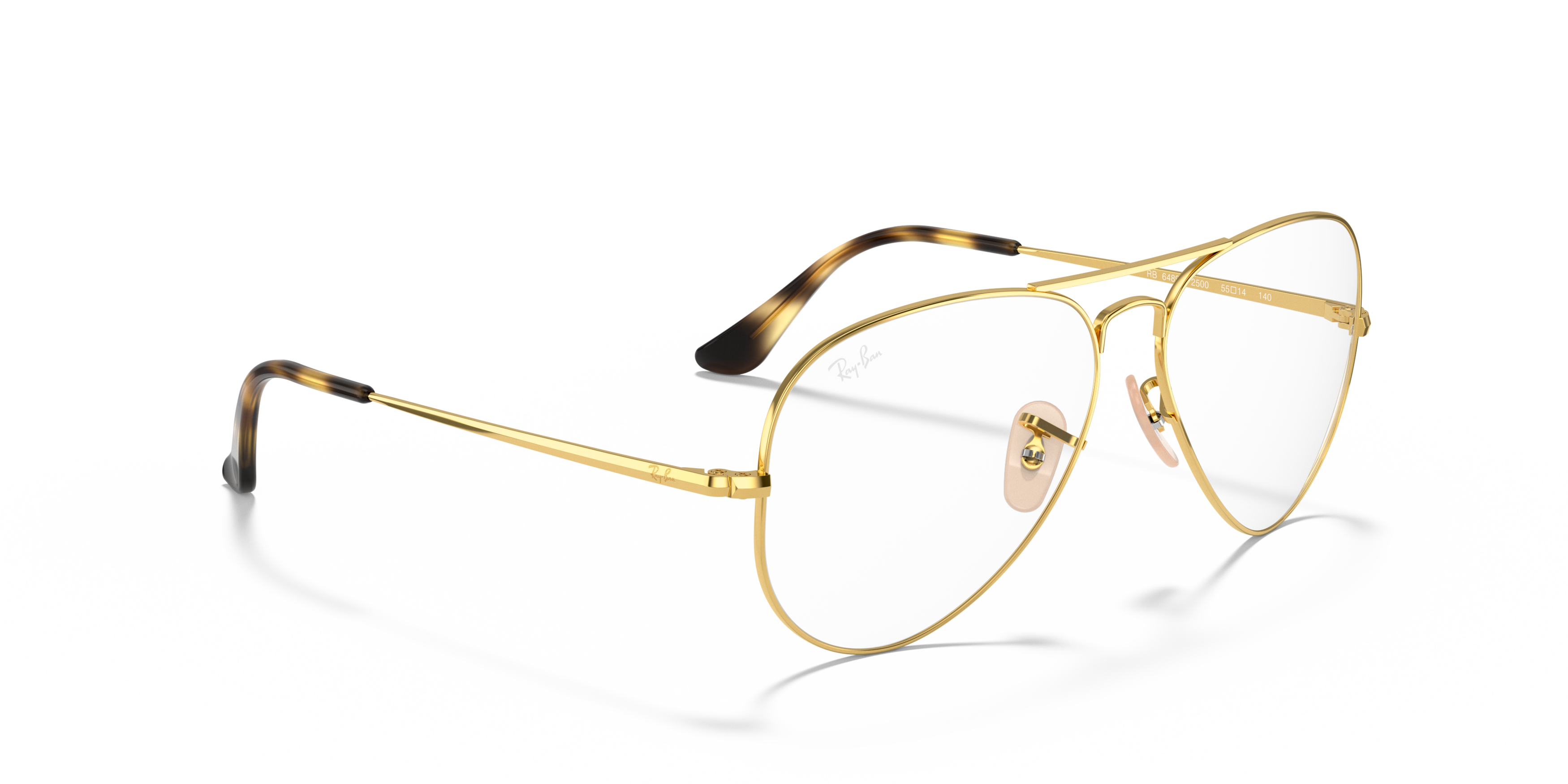 Angle_Right01 Ray-Ban Aviator RX 6489 (2500) Glasses Transparent / Gold