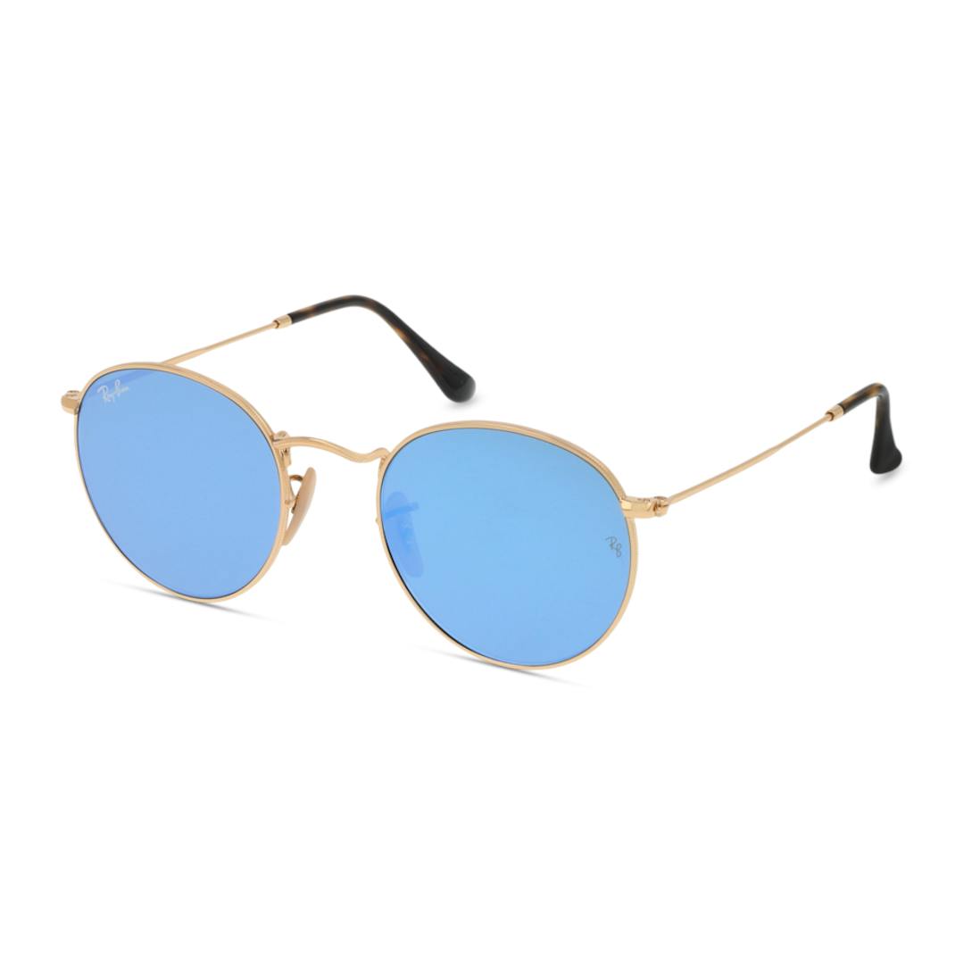 Ray-Ban Round RB3447N Lunettes de Soleil Homme - Doré - Possibilité de verres correcteurs - Adaptabl