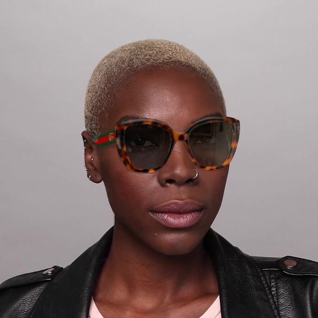 On_Model_Female01 Gucci GG 0860S Sunglasses Brown / Tortoise Shell
