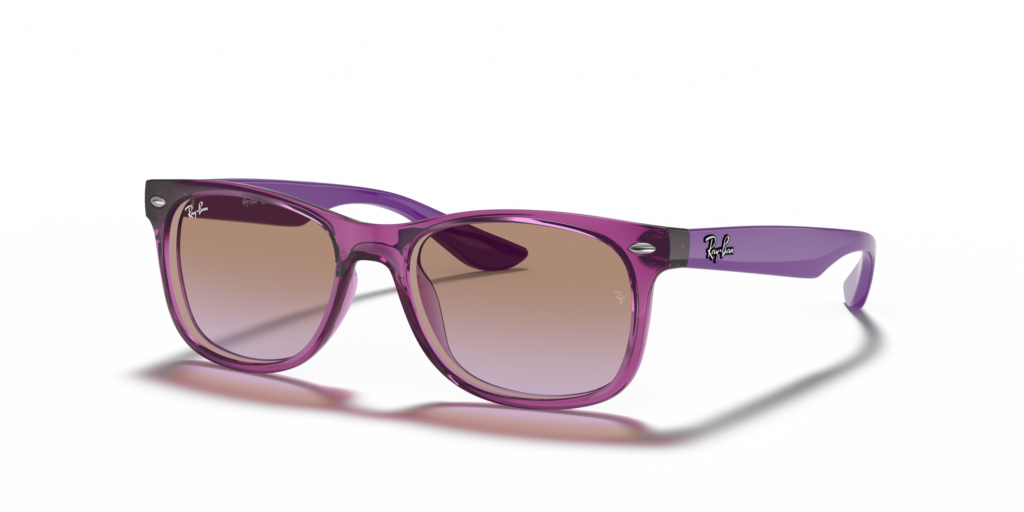 Angle_Left01 Ray-Ban Juniors RJ 9052S (706468) Children's Sunglasses Purple / Purple, Transparent