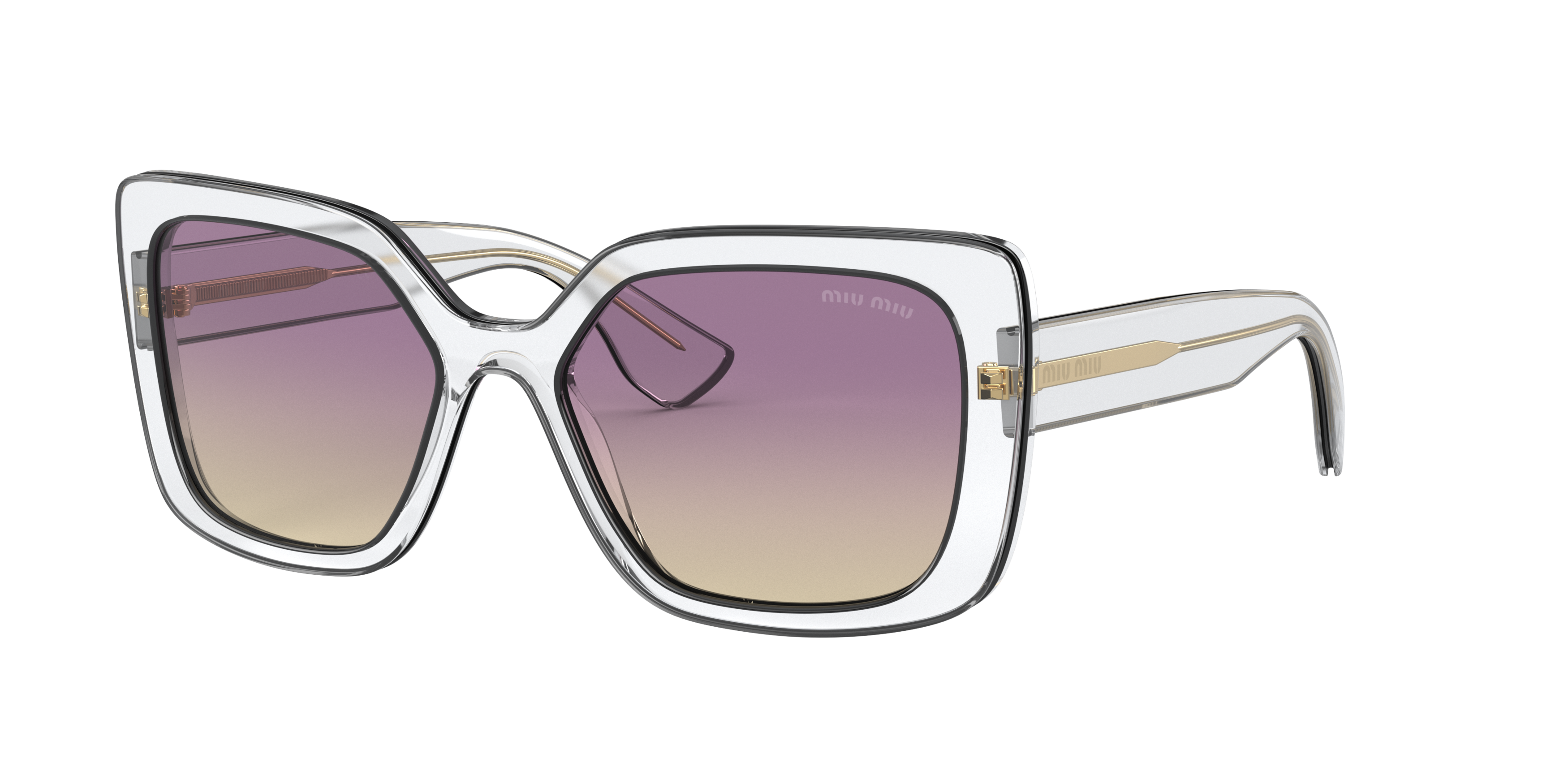 Angle_Left01 Miu Miu MU 09VS Sunglasses Violet / Transparent, Clear