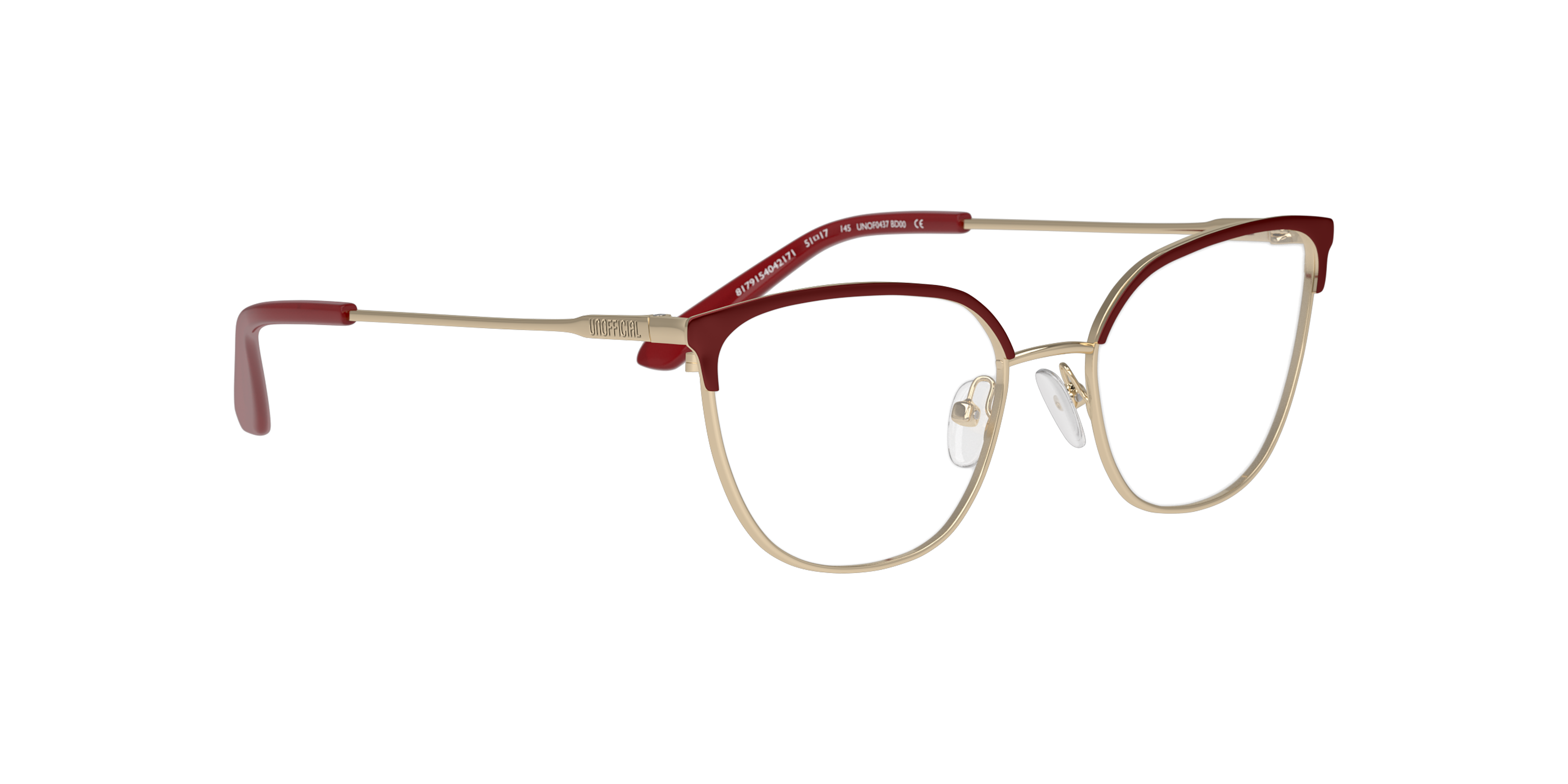 Angle_Right01 Unofficial UNOF0437 (RD00) Glasses Transparent / Burgundy