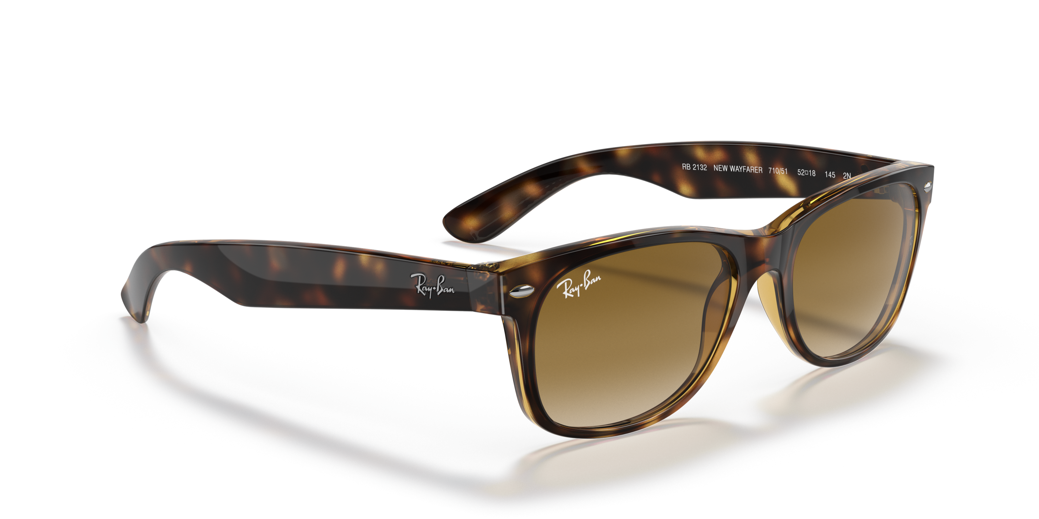 Angle_Right01 Ray-Ban New Wayfarer Classic RB2132 710/51 Bruin / Bruin, Zilver