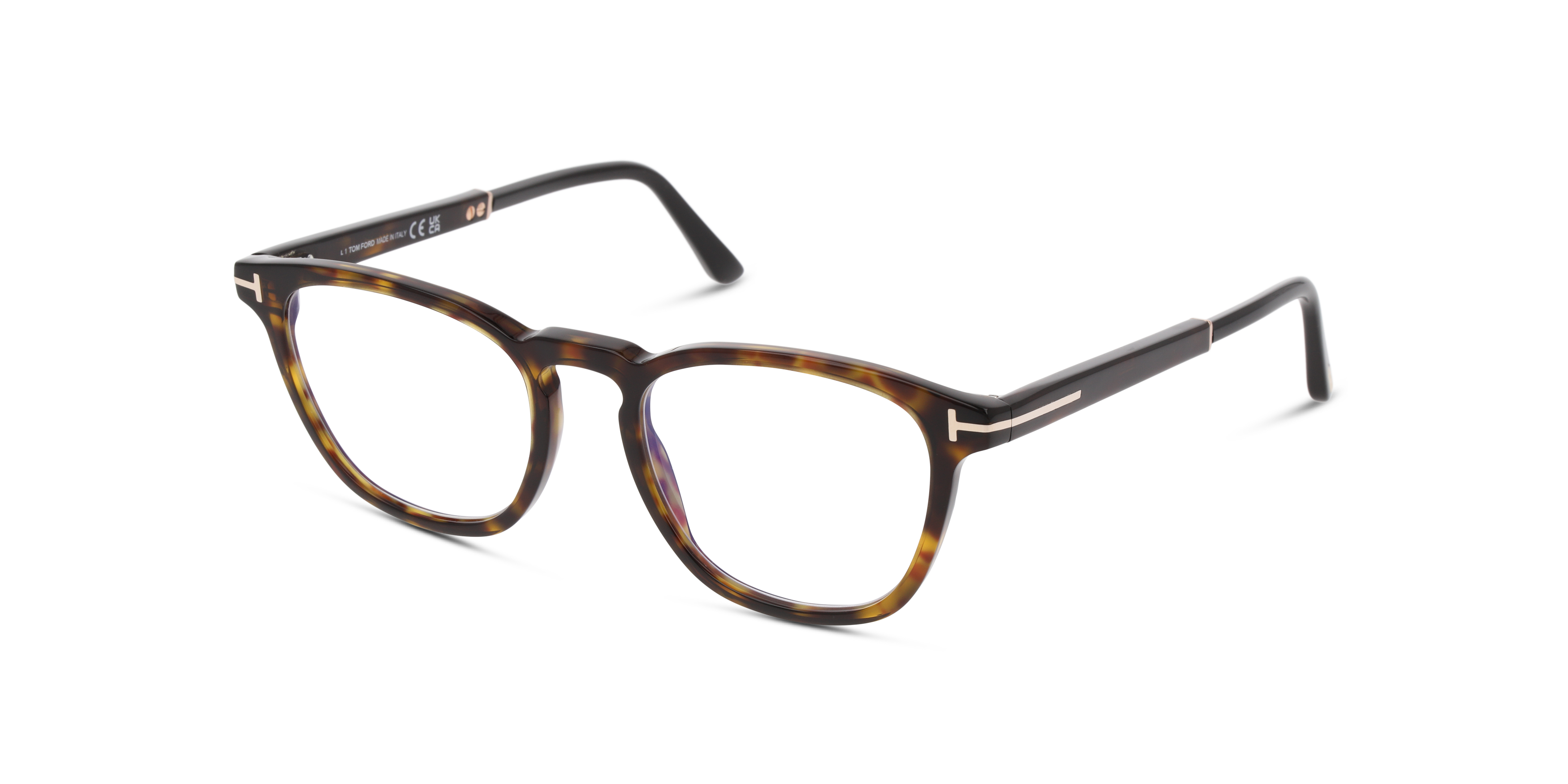 Angle_Left01 Tom Ford FT 5890-B Glasses Transparent / Havana