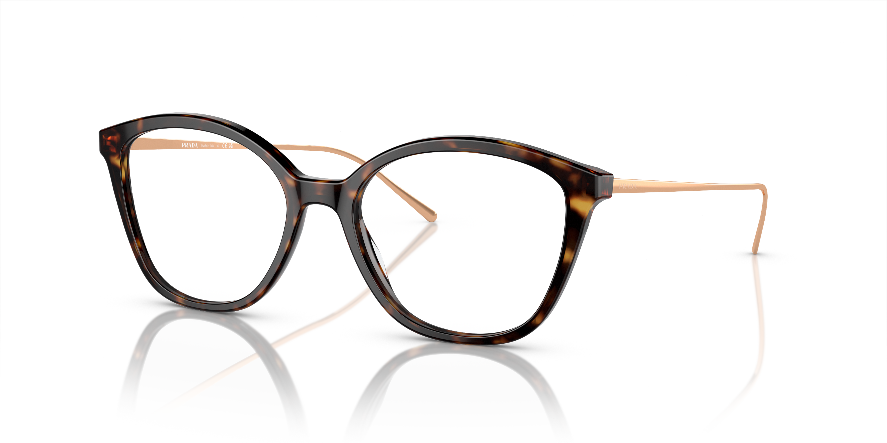 Angle_Left01 Prada PR 11VV (2AU1O1) Glasses Transparent / Brown
