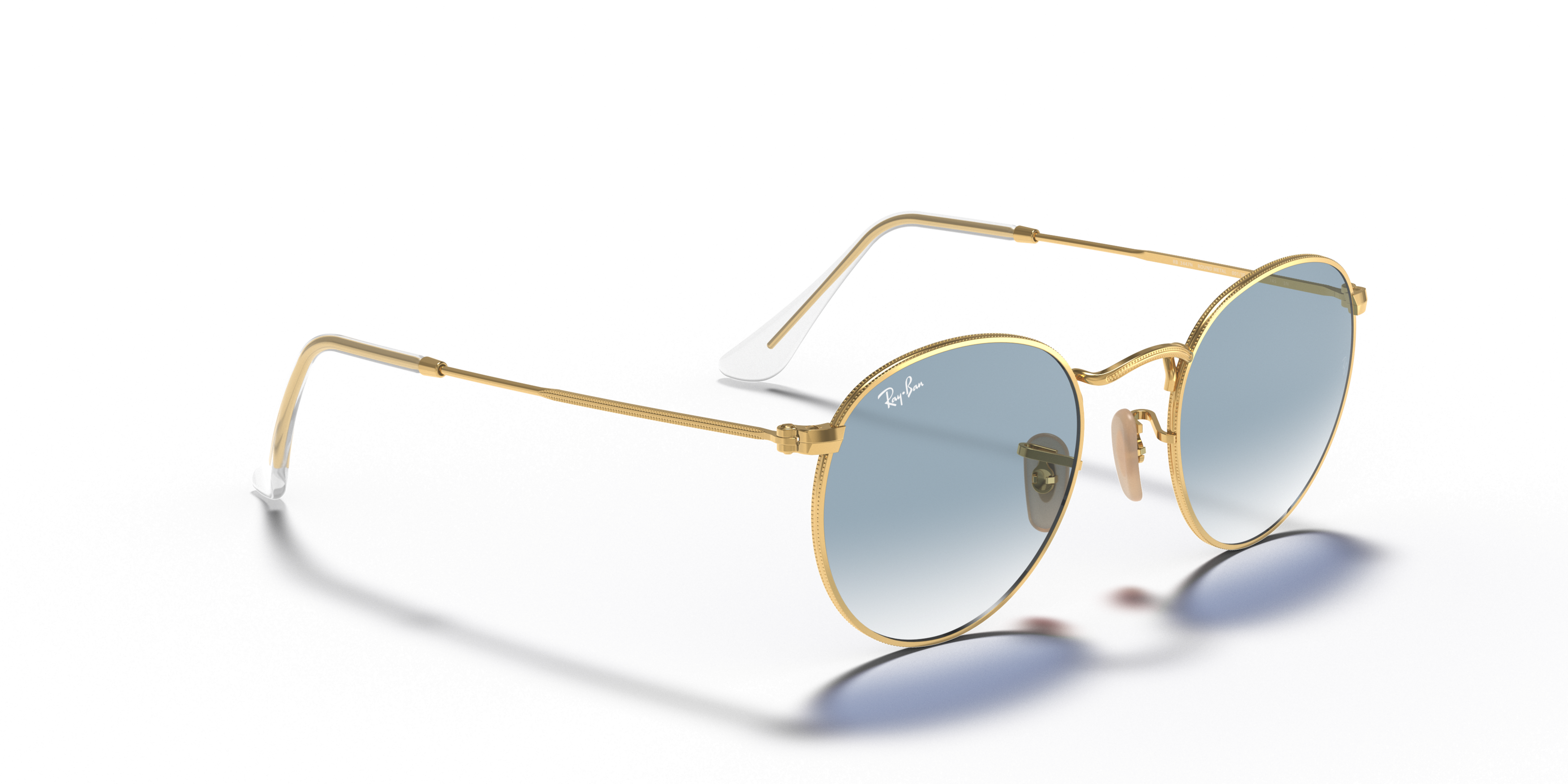 Angle_Right01 Ray-Ban Round Flat RB3447N 001/3F Blauw / Goud