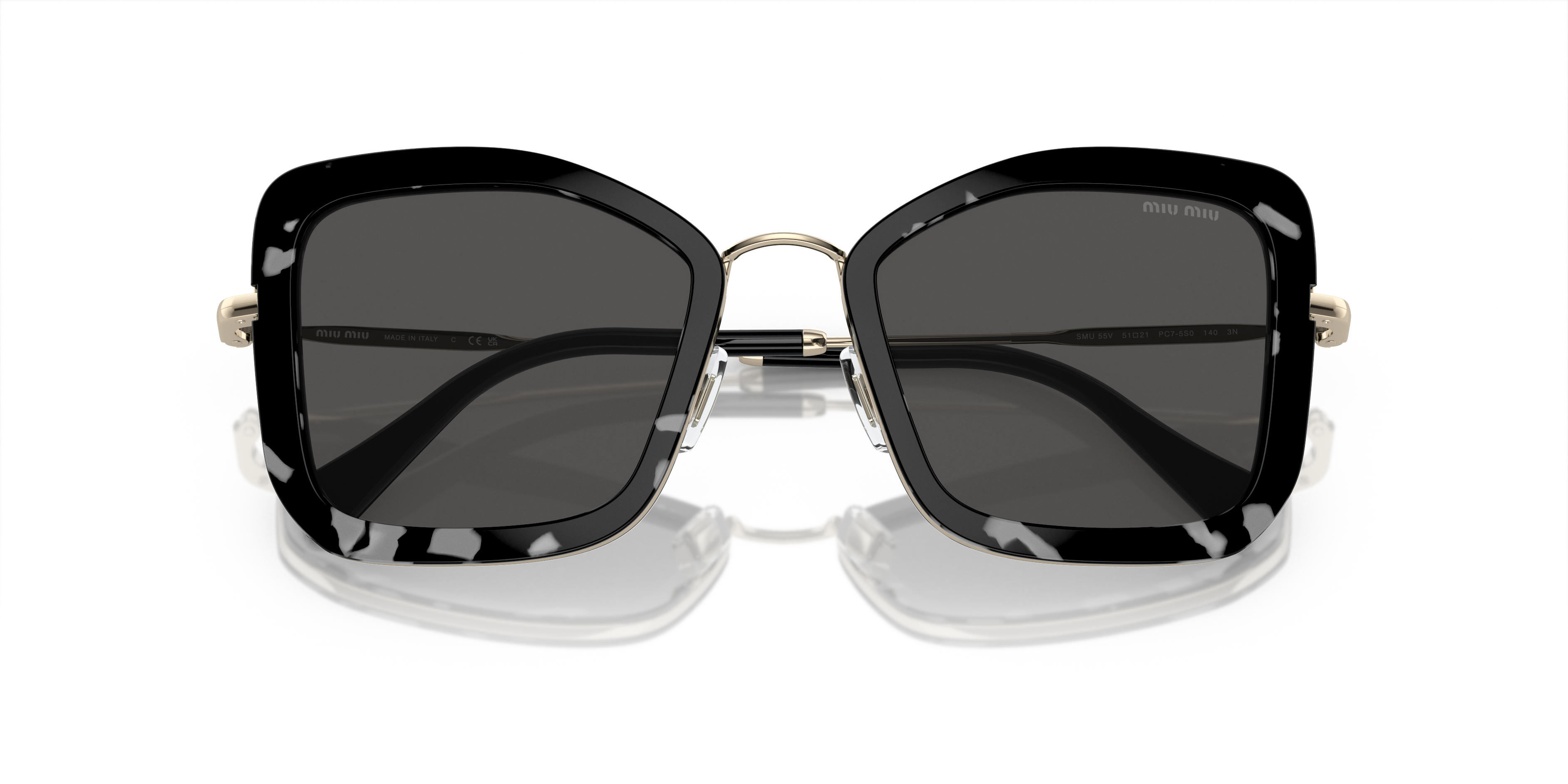 Folded Miu Miu MU 55VS Sunglasses Grey / Black