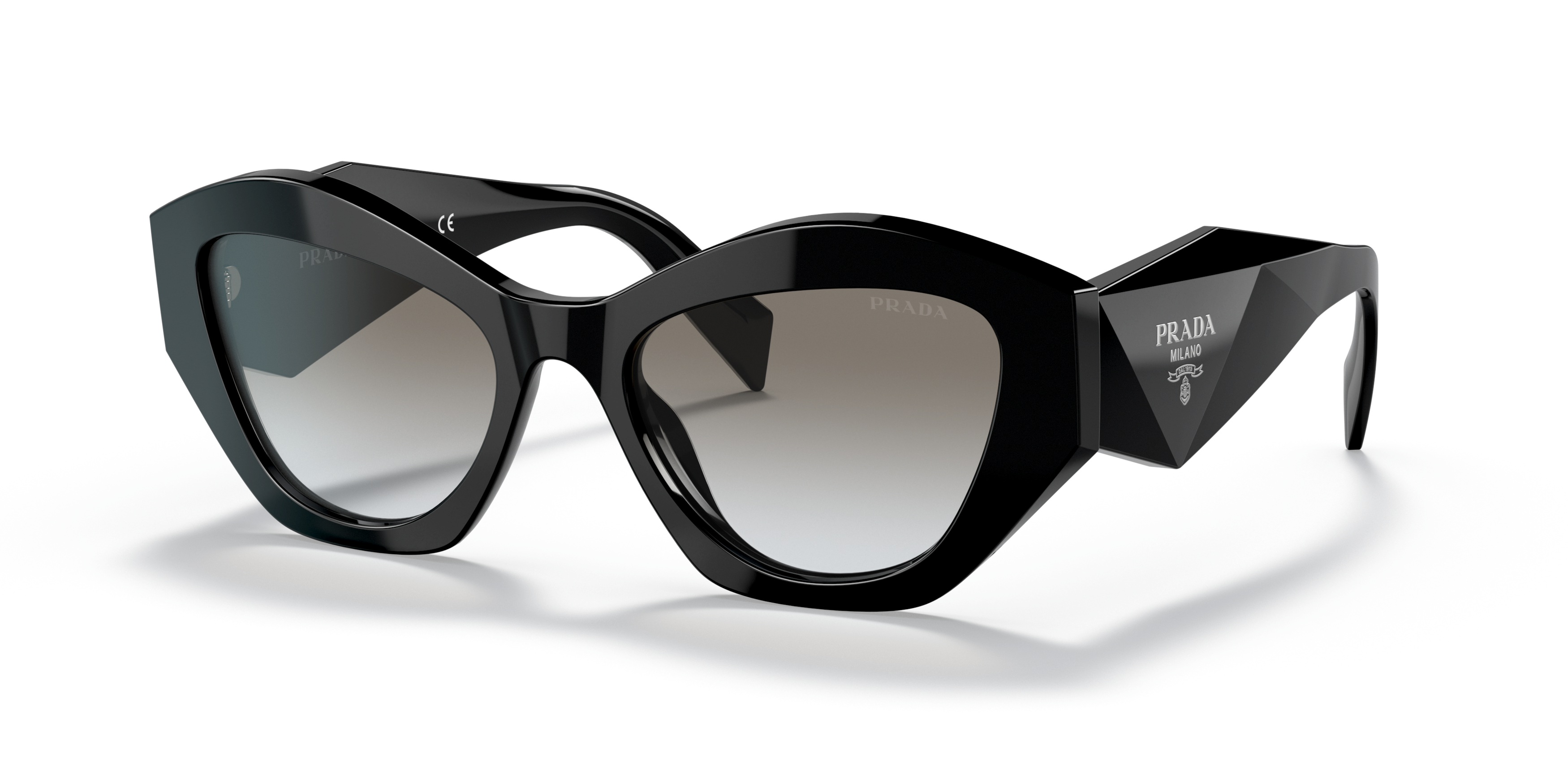 Angle_Left01 Prada PR 07YS (1AB0A7) Sunglasses Grey / Black