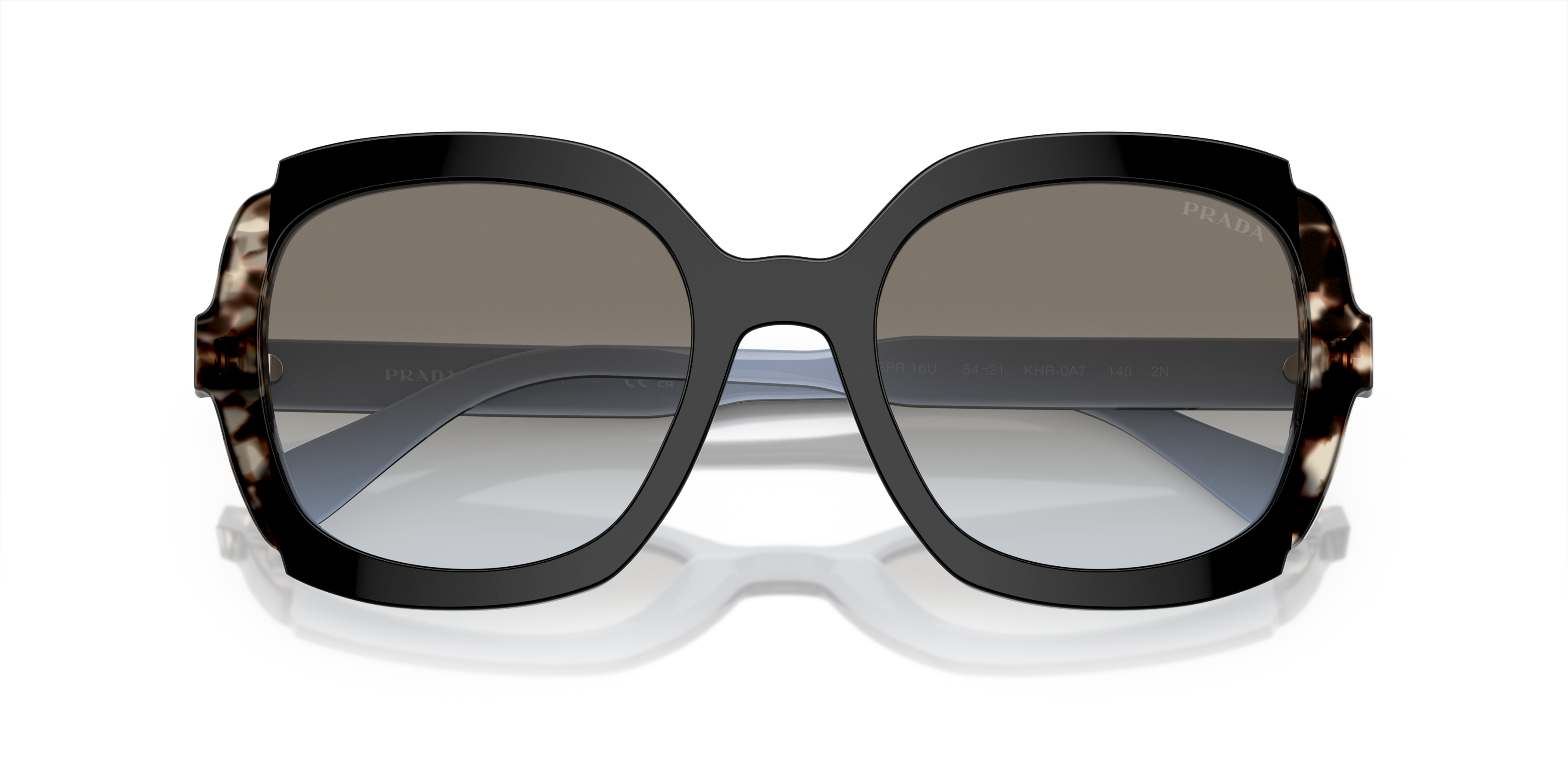 Folded Prada PR 16US (KHR0A7) Sunglasses Grey / Black