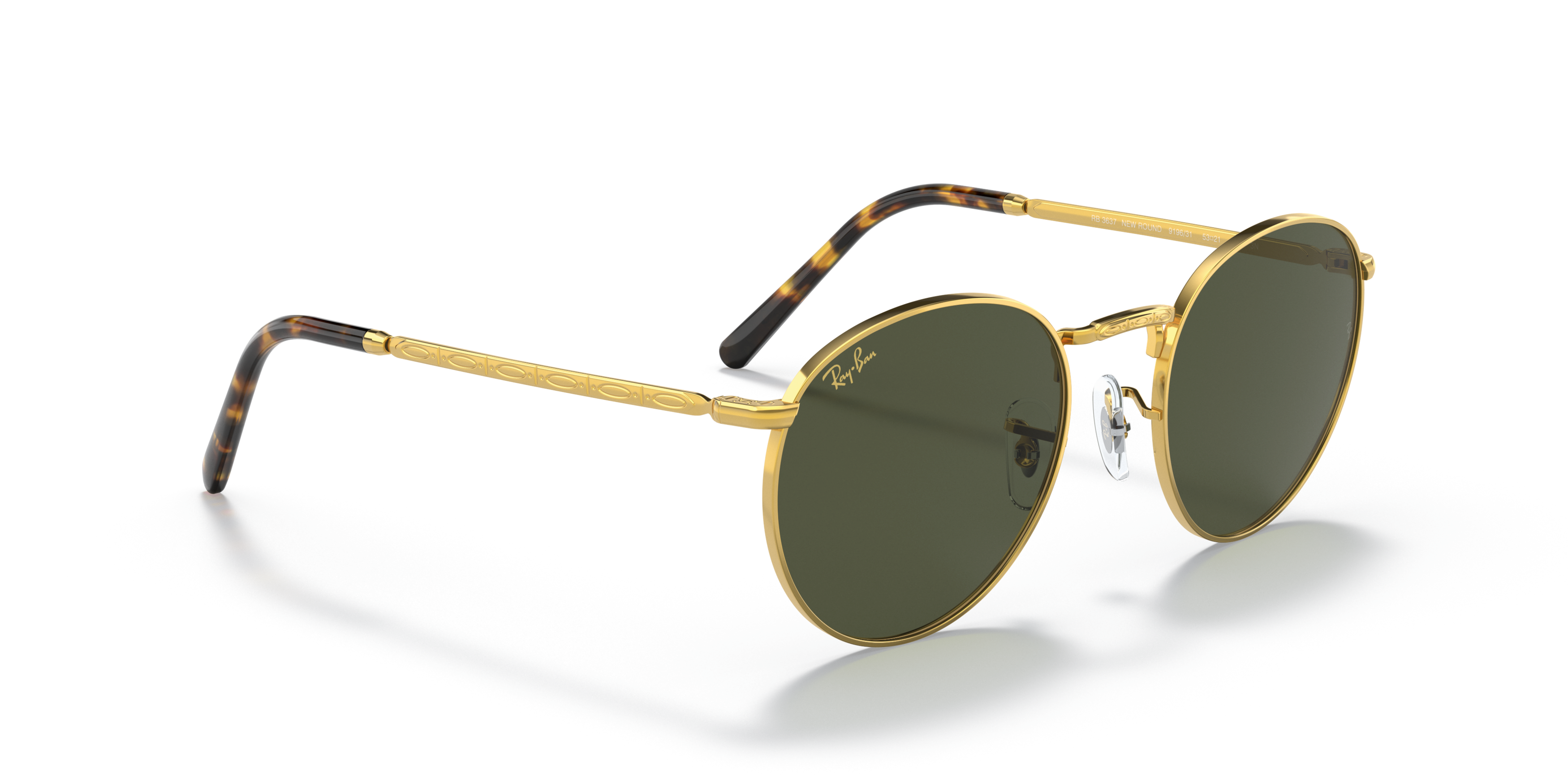 Angle_Right01 Ray-Ban New Round RB3637 919631 Groen / Goud