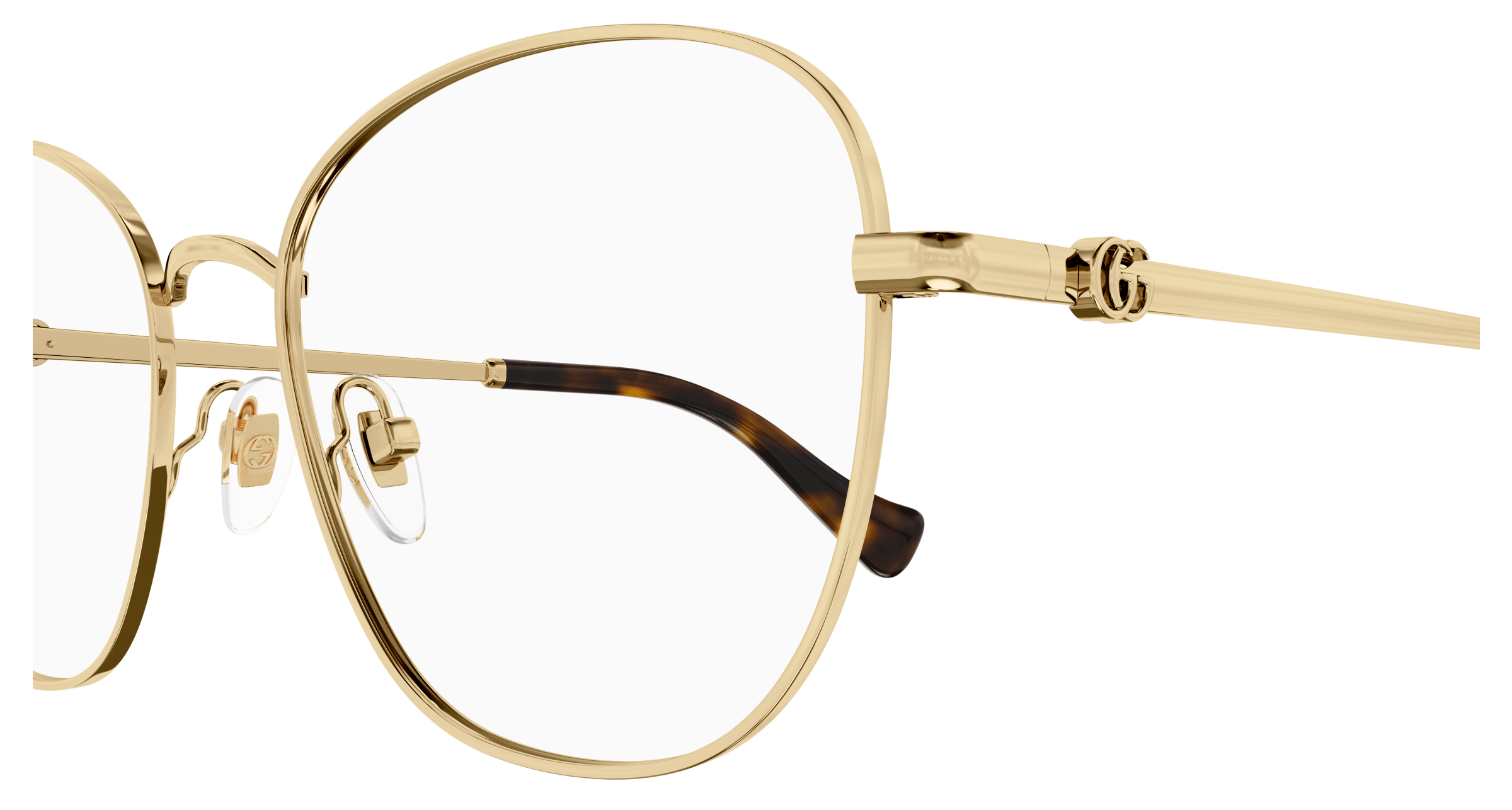 Detail01 Gucci GG 1418O Glasses Transparent / Gold