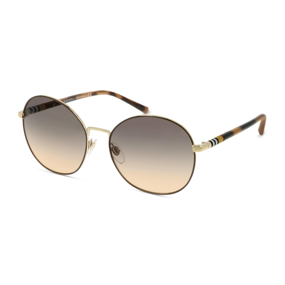 Burberry BE3094 Lunettes de Soleil Femme - Ronde Doré - Possibilité de verres correcteurs - Adaptabl