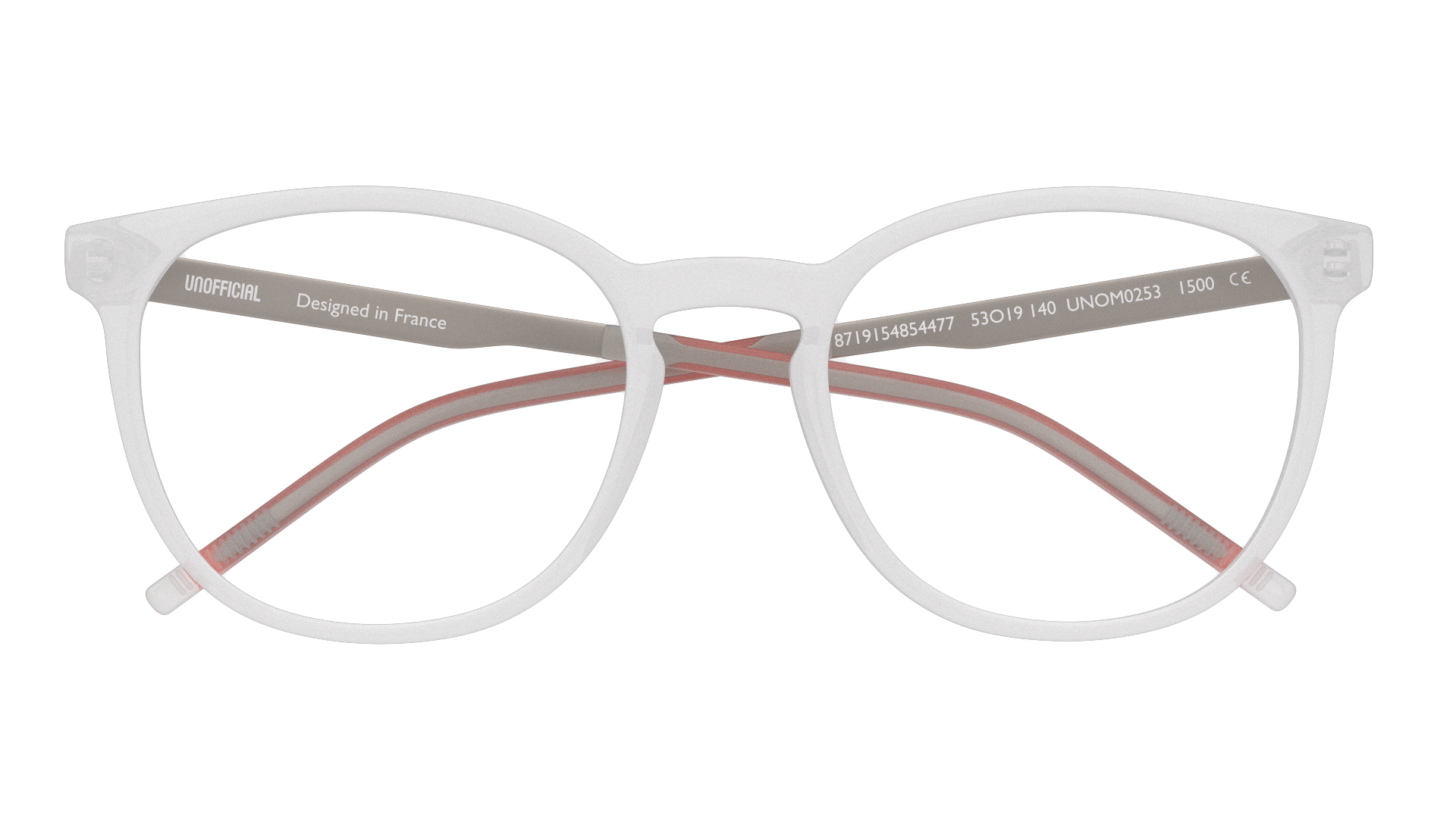 Folded Unofficial UNOM0253 (TS00) Glasses Transparent / Transparent, White