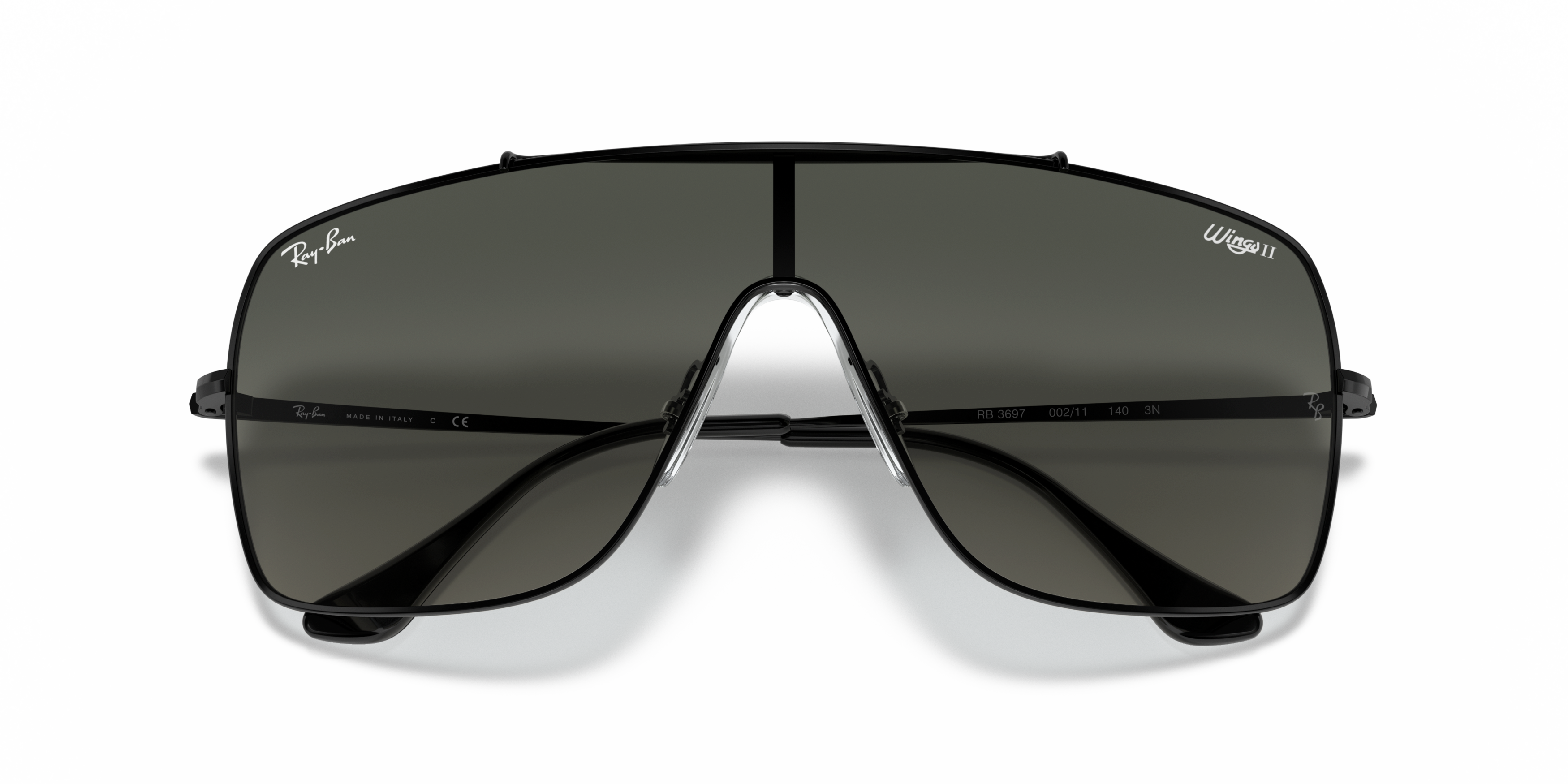 Folded Ray-Ban Wings II RB 3697 (002/11) Sunglasses Grey / Black