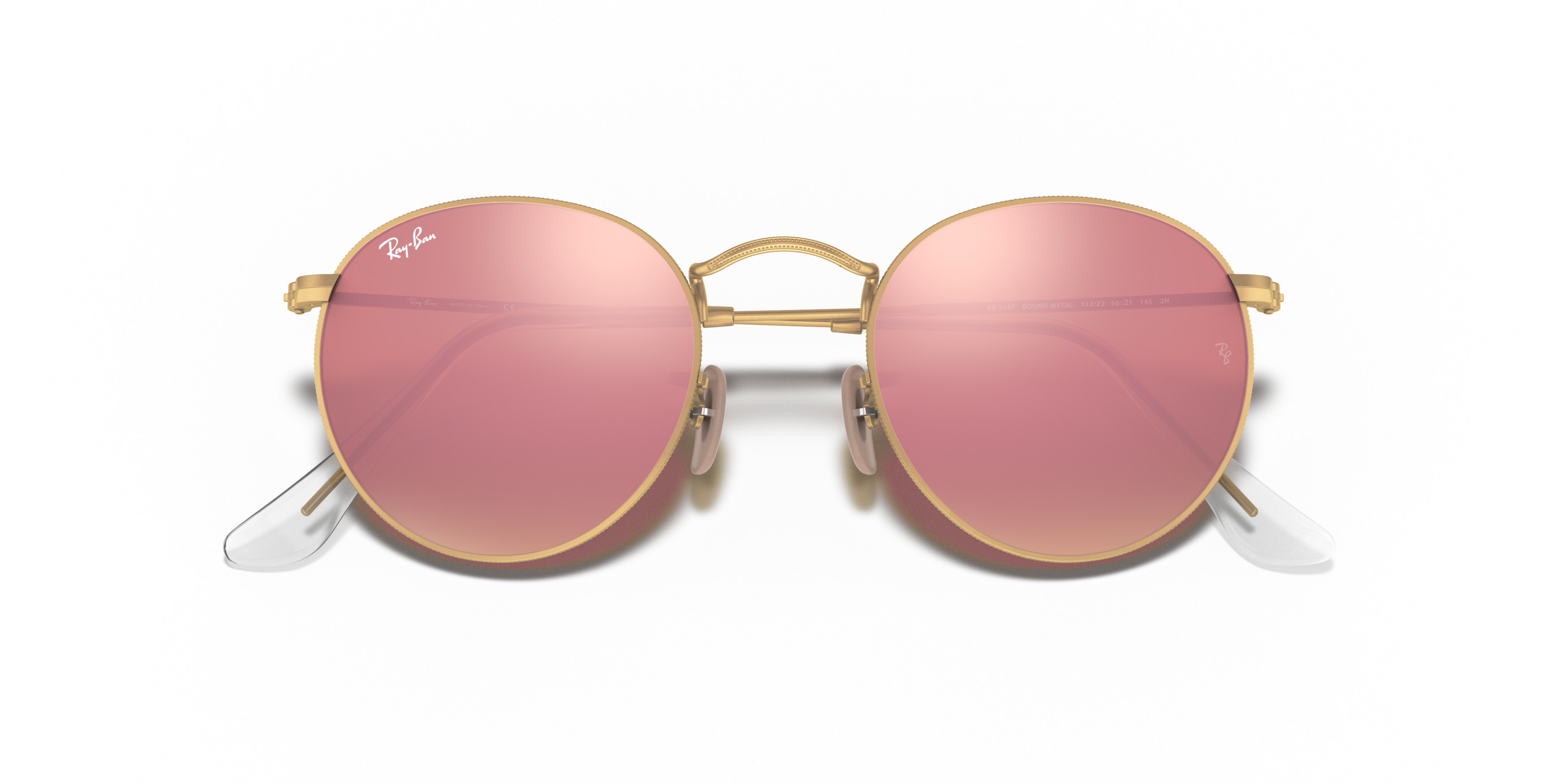 Folded Ray-Ban Round RB 3447 (112/Z2) Sunglasses Pink / Gold